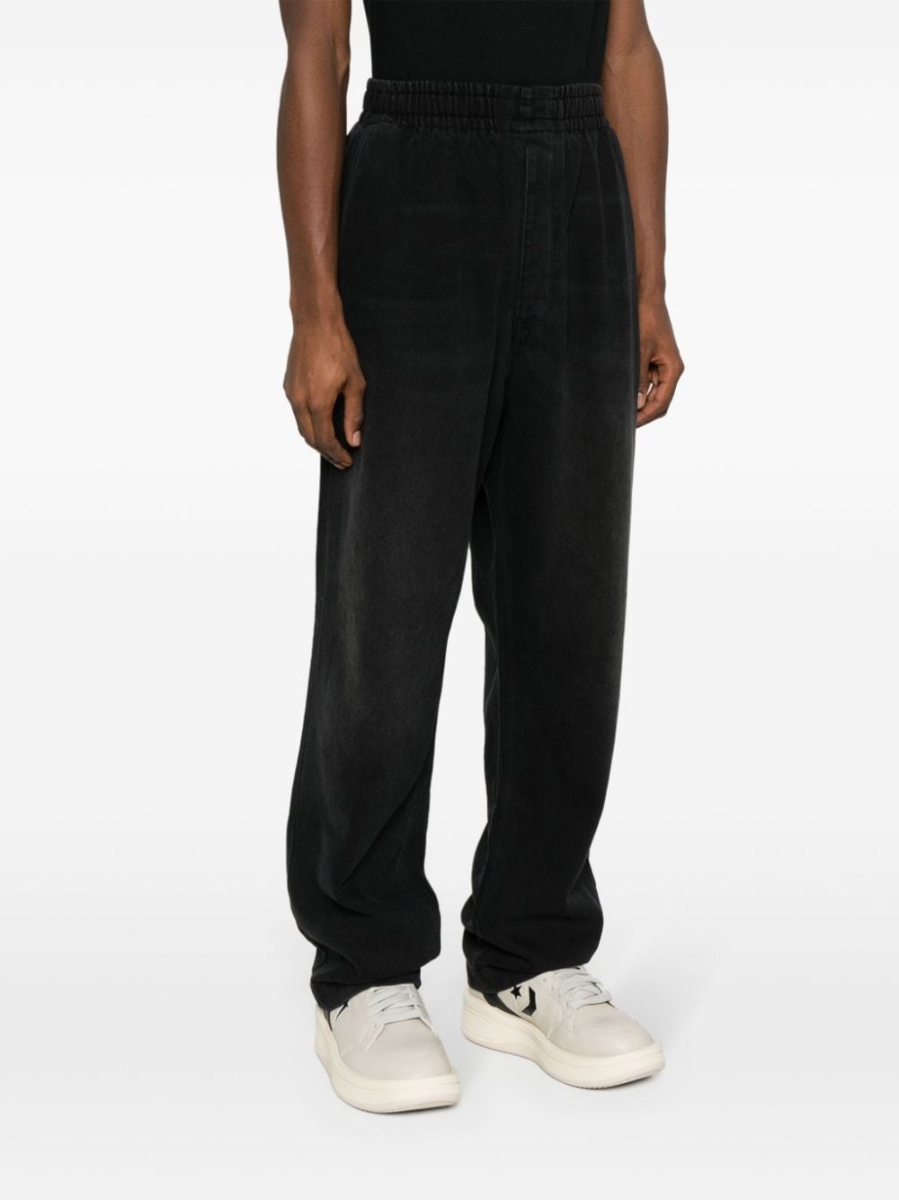 elasticated-waist straight-leg trousers - 3