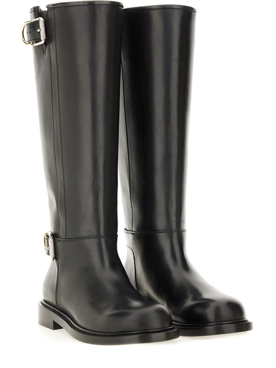 VOYOU LEATHER FLAT BOOT - 2