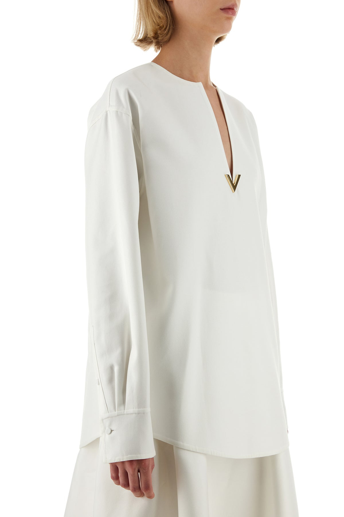White cotton blend blouse - 3