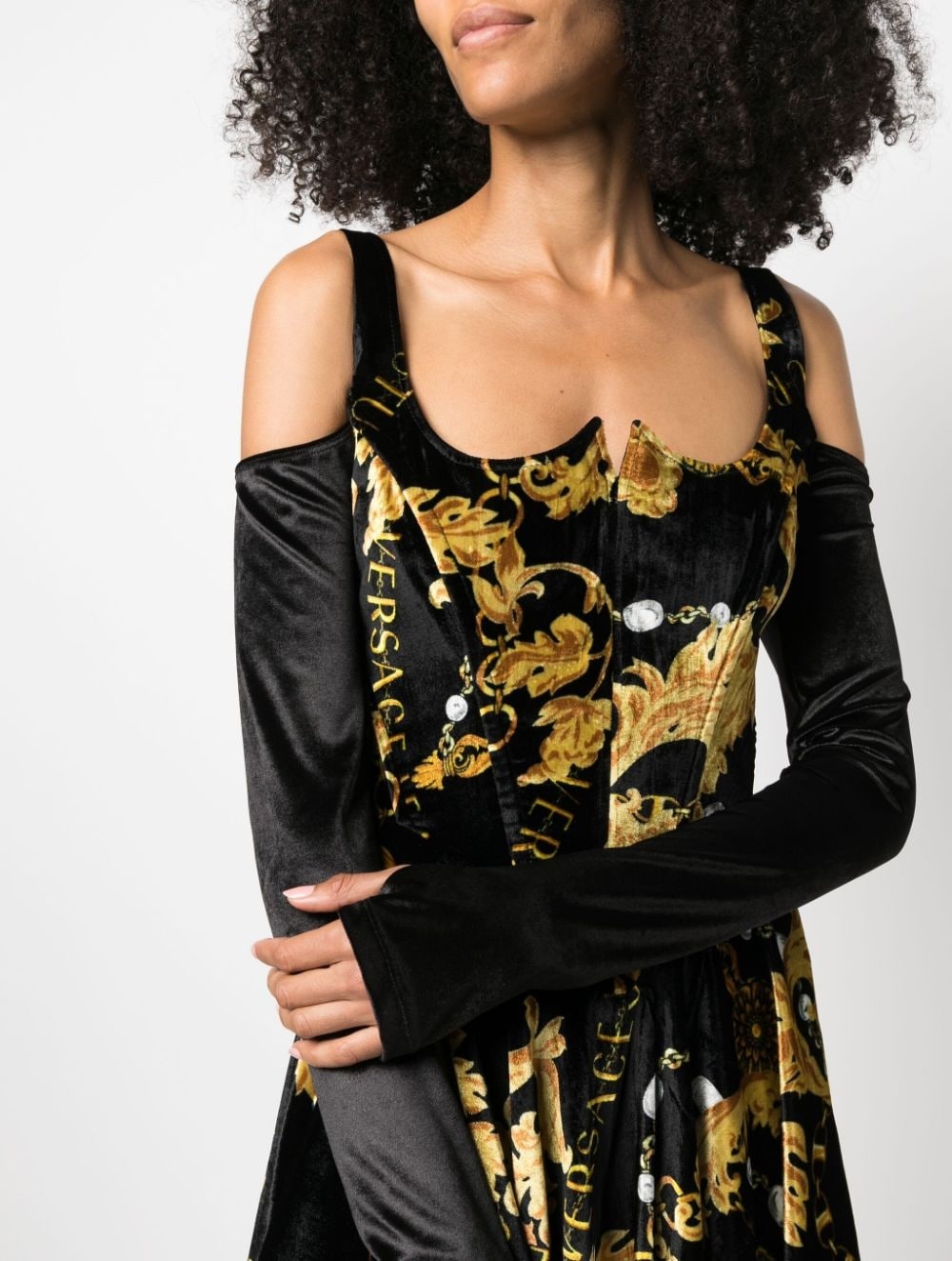 Chain Couture long-sleeved corset dress - 5