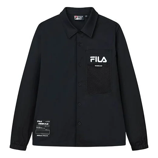 Men's FILA Alphabet Logo Athleisure Casual Sports Jacket Black F11M229402F-BK - 1