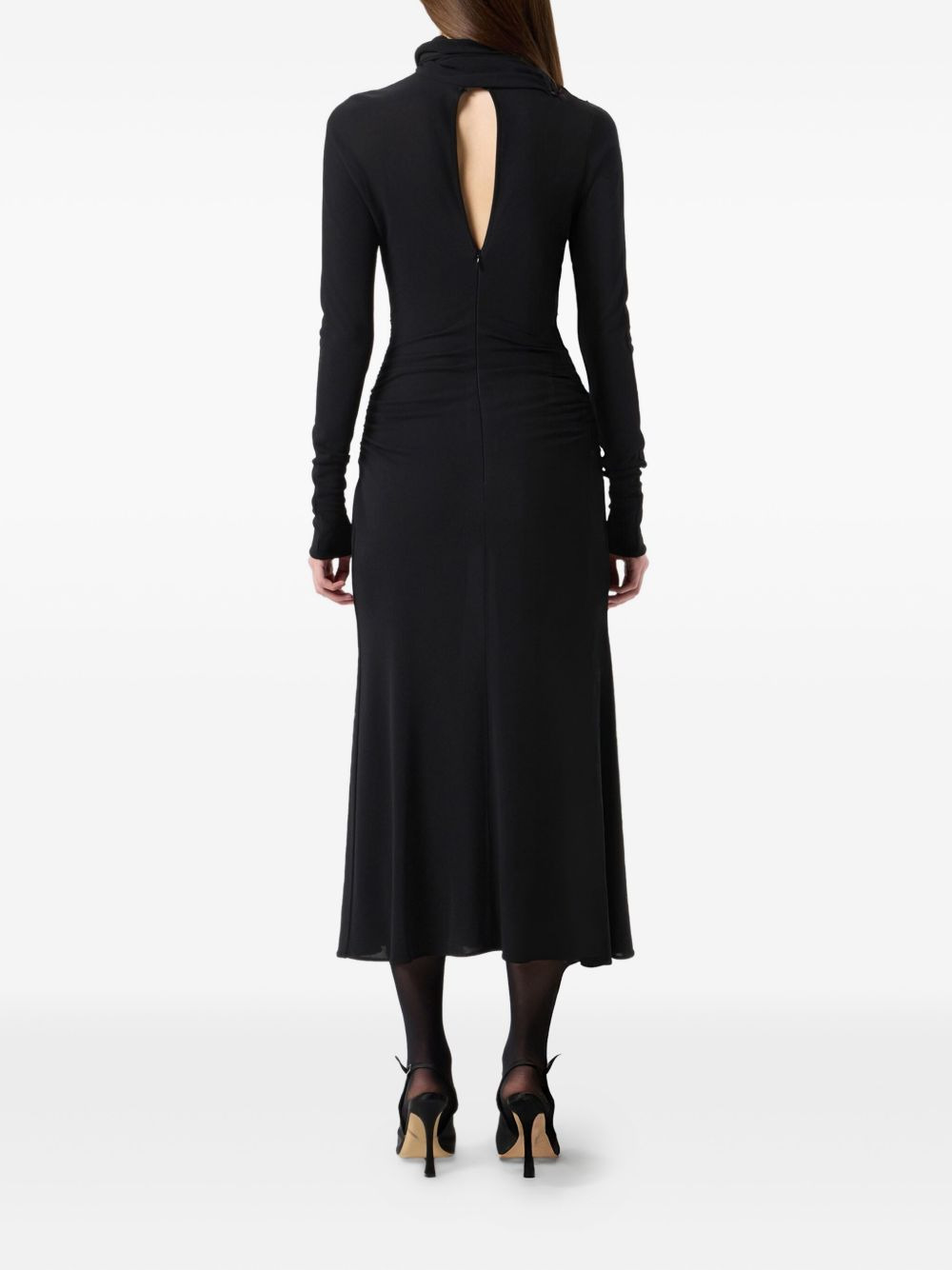 high-neck draped midi dress - 4