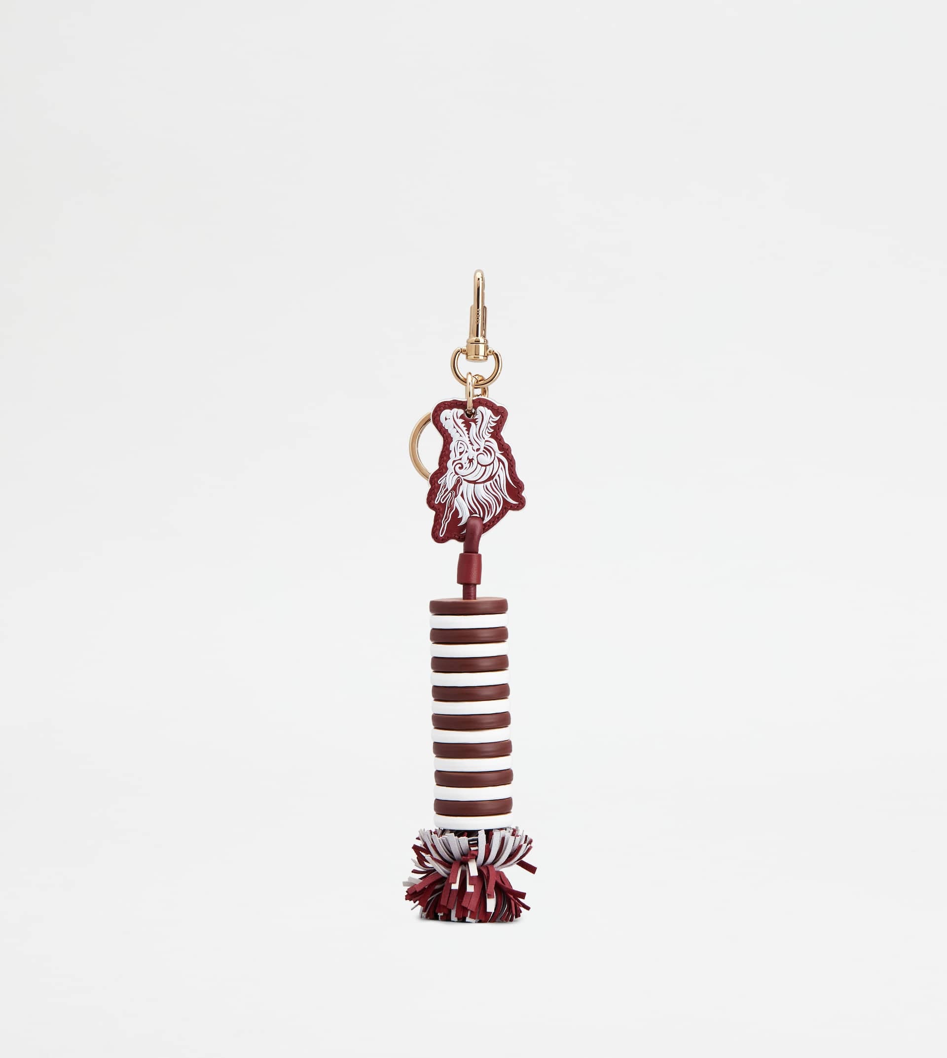 KEY HOLDER IN LEATHER CNY - WHITE, RED - 1