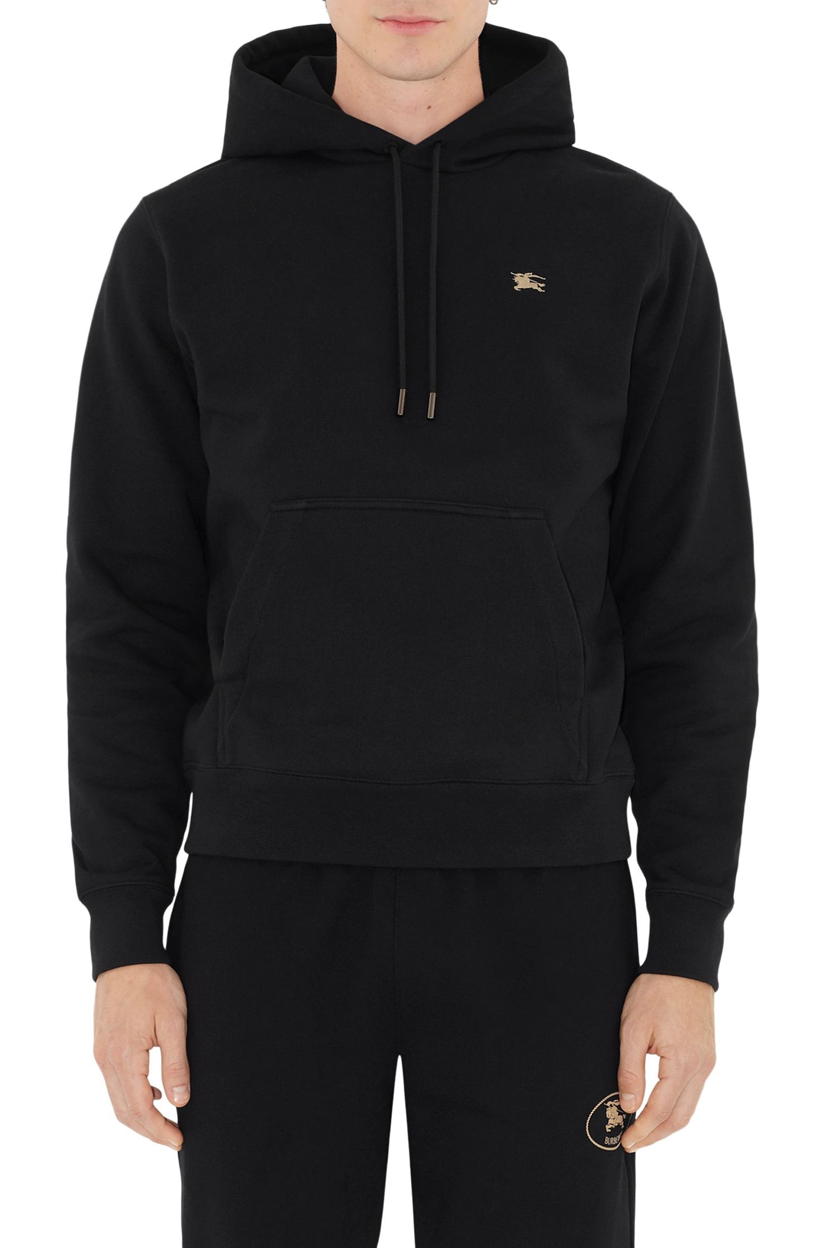 burberry Equestrian Knight Design Stamp French Terry Hoodie in Black at Nordstrom - 1