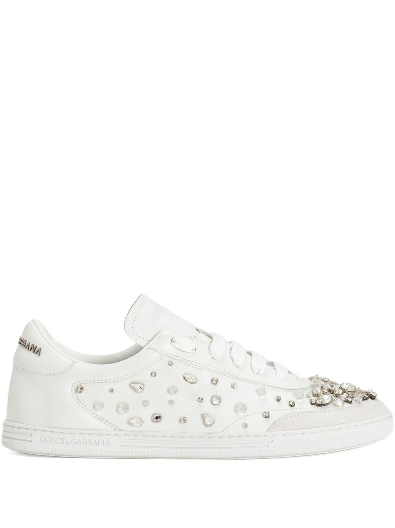 crystal-embellished leather sneakers 1