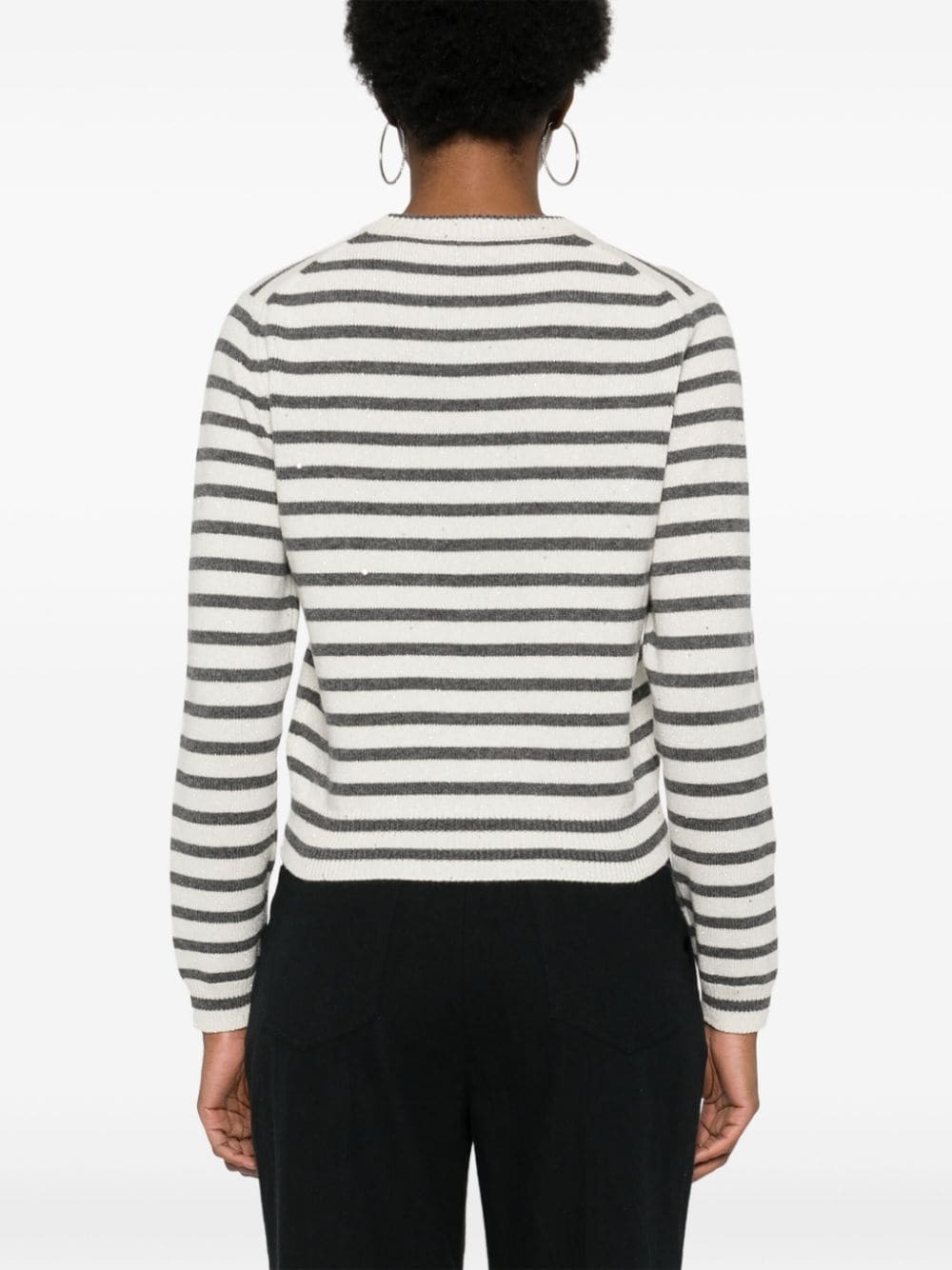 striped sequin-embellished jumper - 4