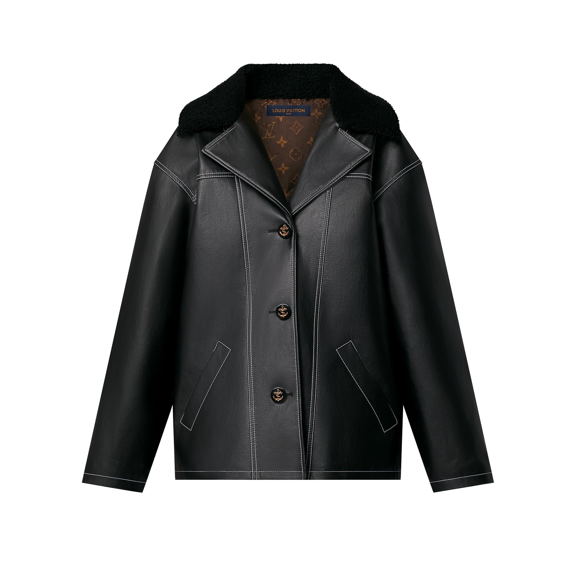 Louis Vuitton Anchor Button Leather Accent Coat
