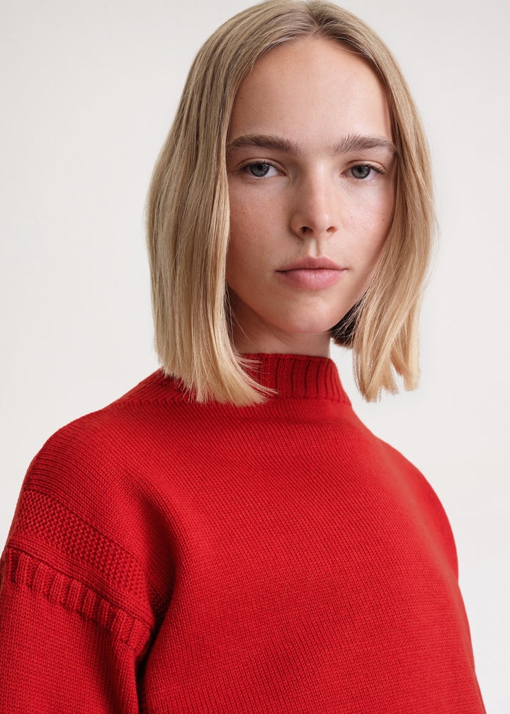 Wool guernsey knit red - 5