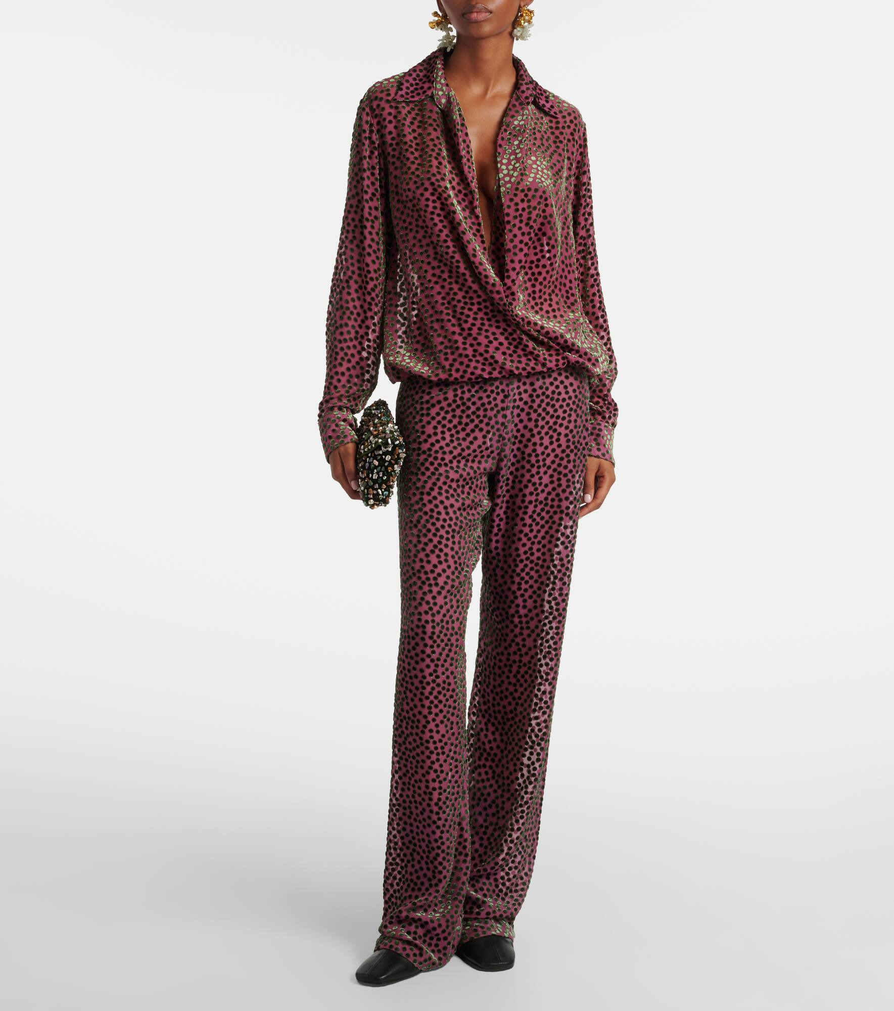 Cedal polka-dot draped wrap top - 6