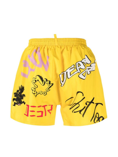 DSQUARED2 animal-print drawstring-waist swim shorts outlook