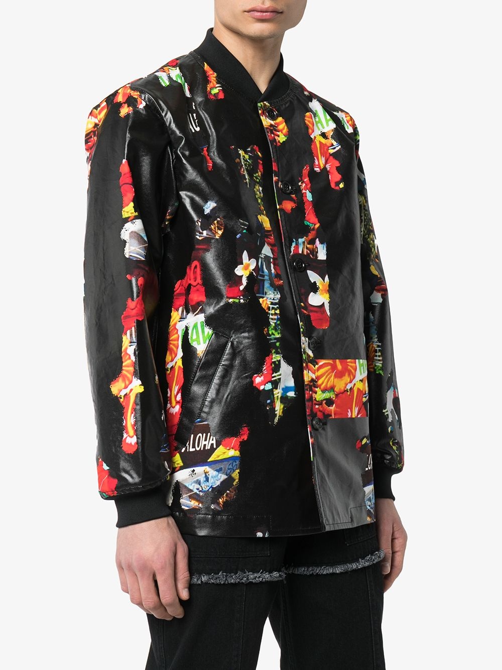 floral print coated bomber jacket - 2