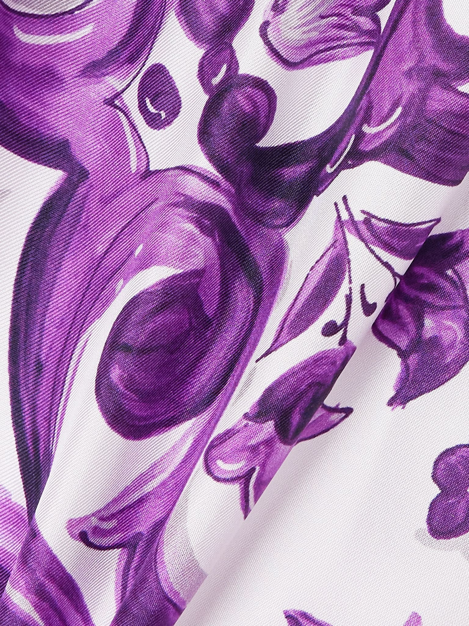 Printed silk-twill shorts Purple - 4