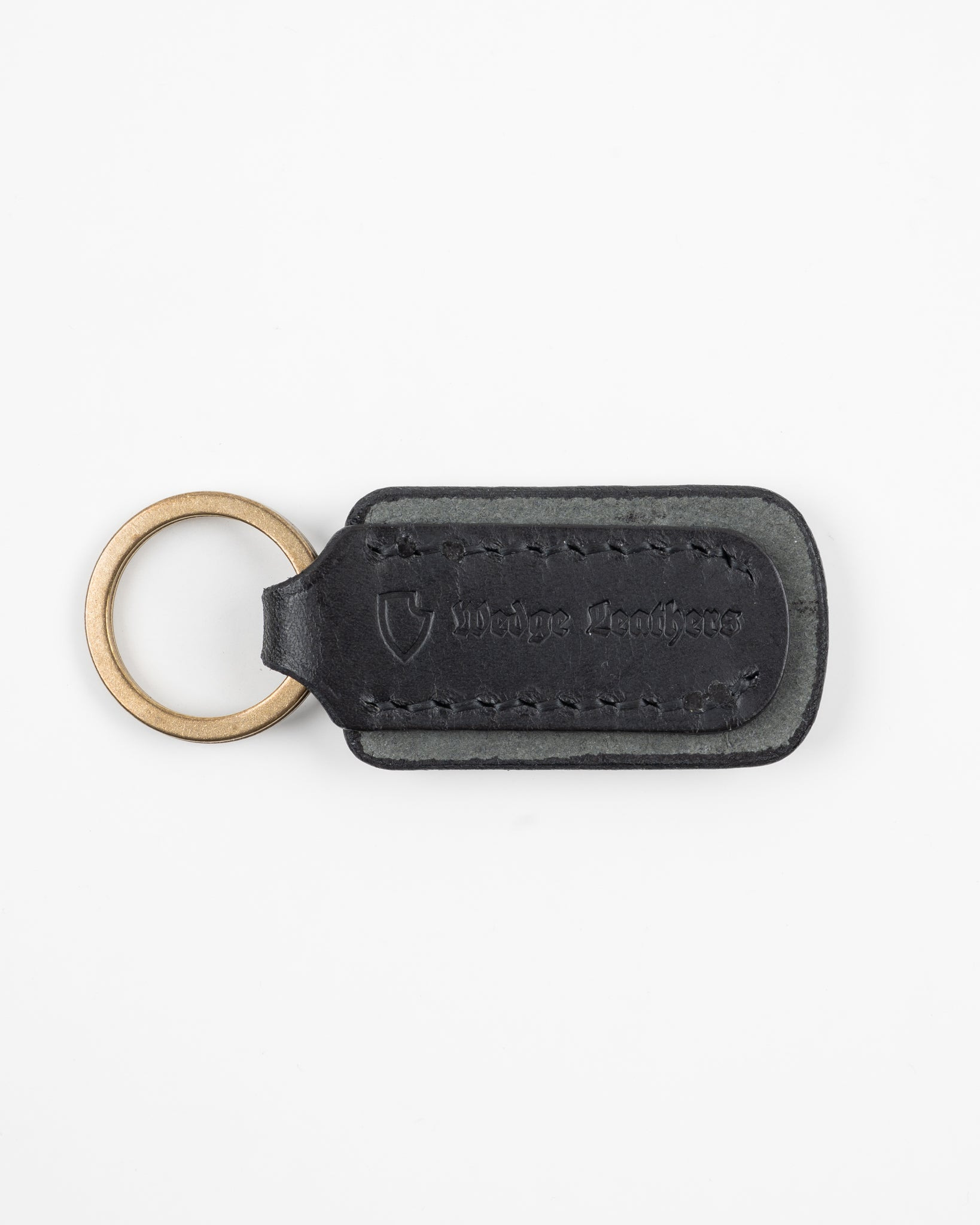 IHG-067-BLK Buttero Leather Key Ring w/Embossed Iron Heart Logo - Black - 3