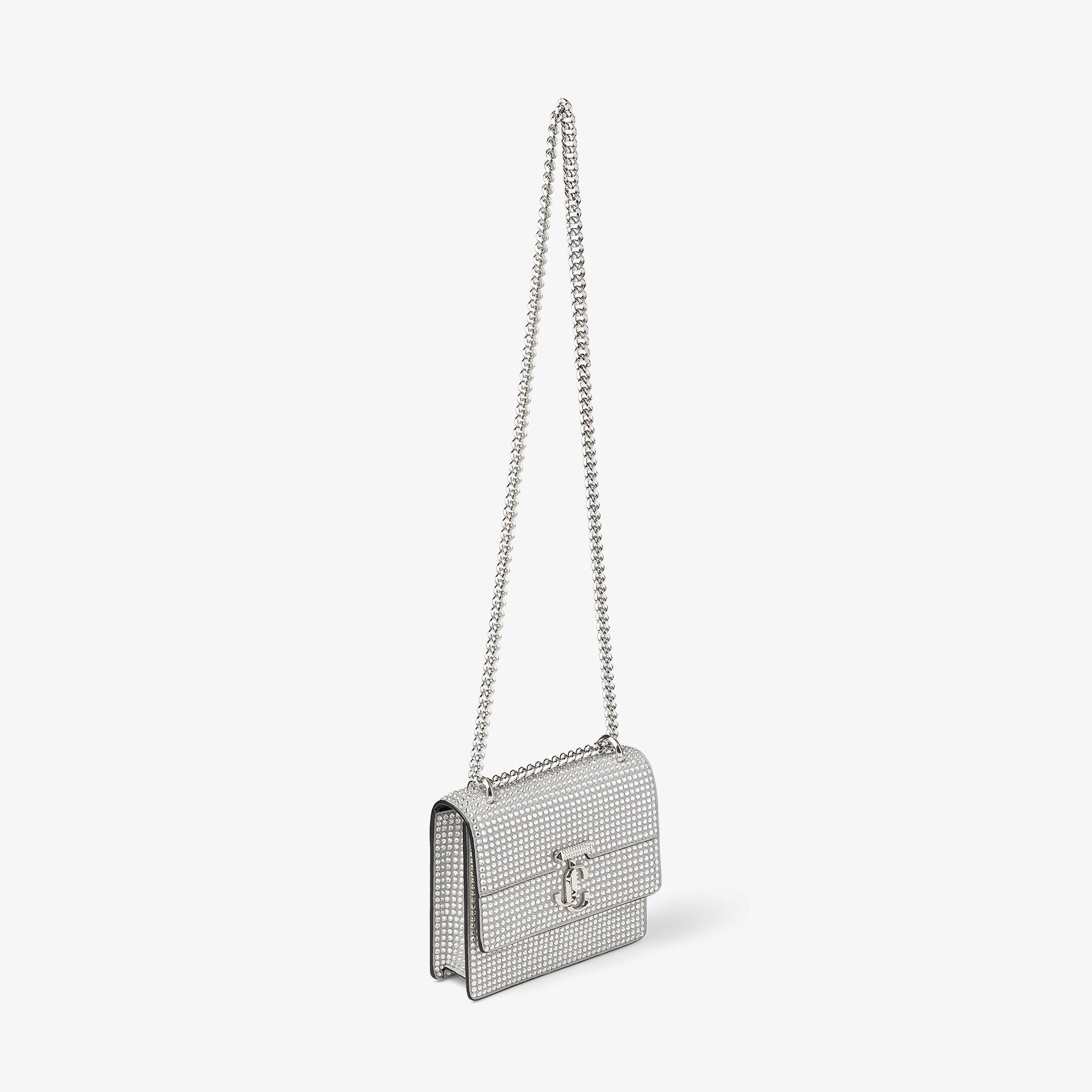 Varenne Quad XS
Silver Suede Shoulder Bag with Crystal Embellishment - 5