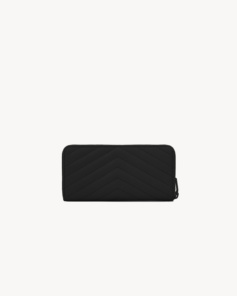 SAINT LAURENT CASSANDRE MATELASSÉ ZIP AROUND WALLET IN GRAIN DE POUDRE LEATHER outlook