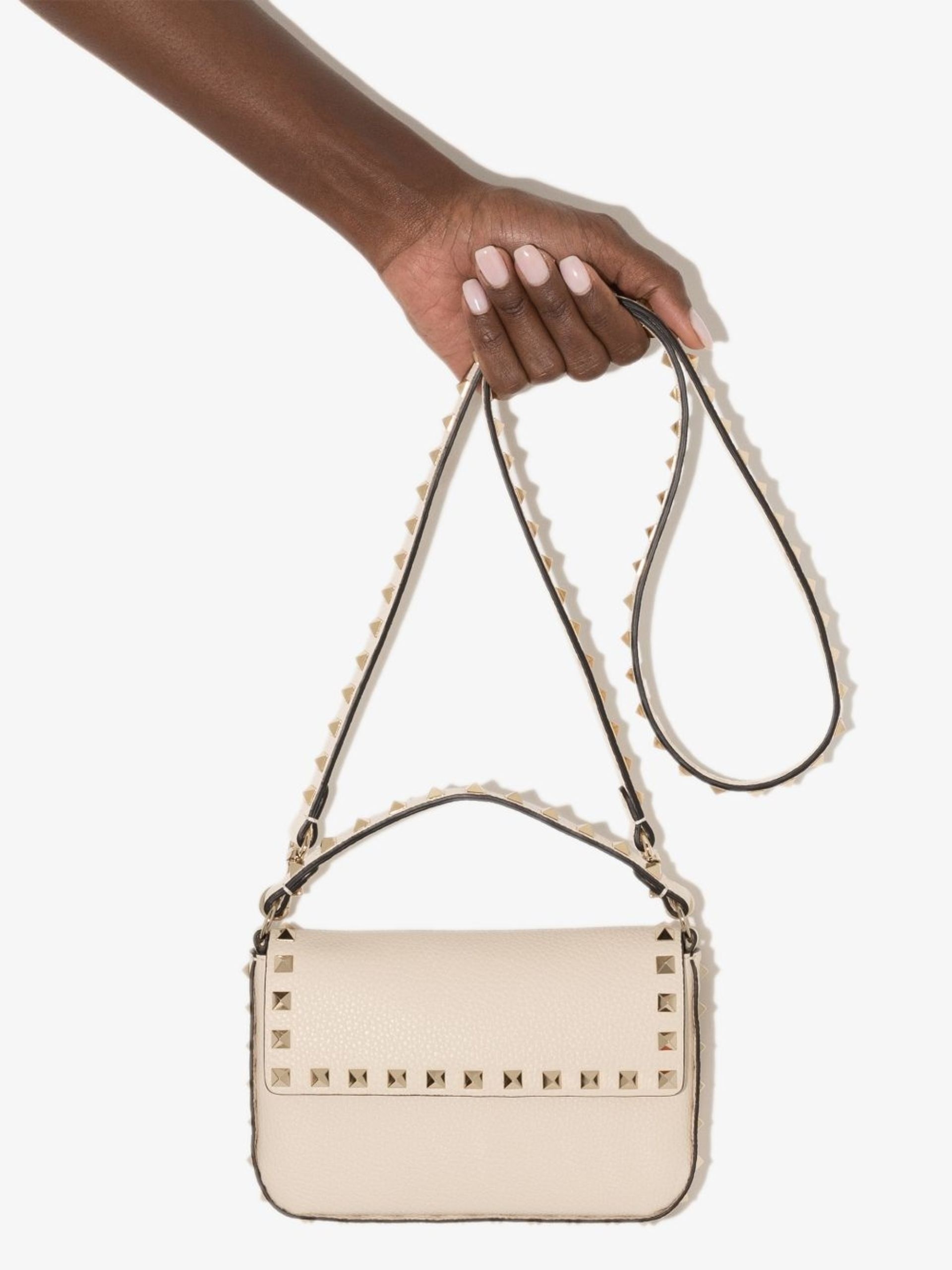 Valentino White Rockstud mini leather shoulder bag