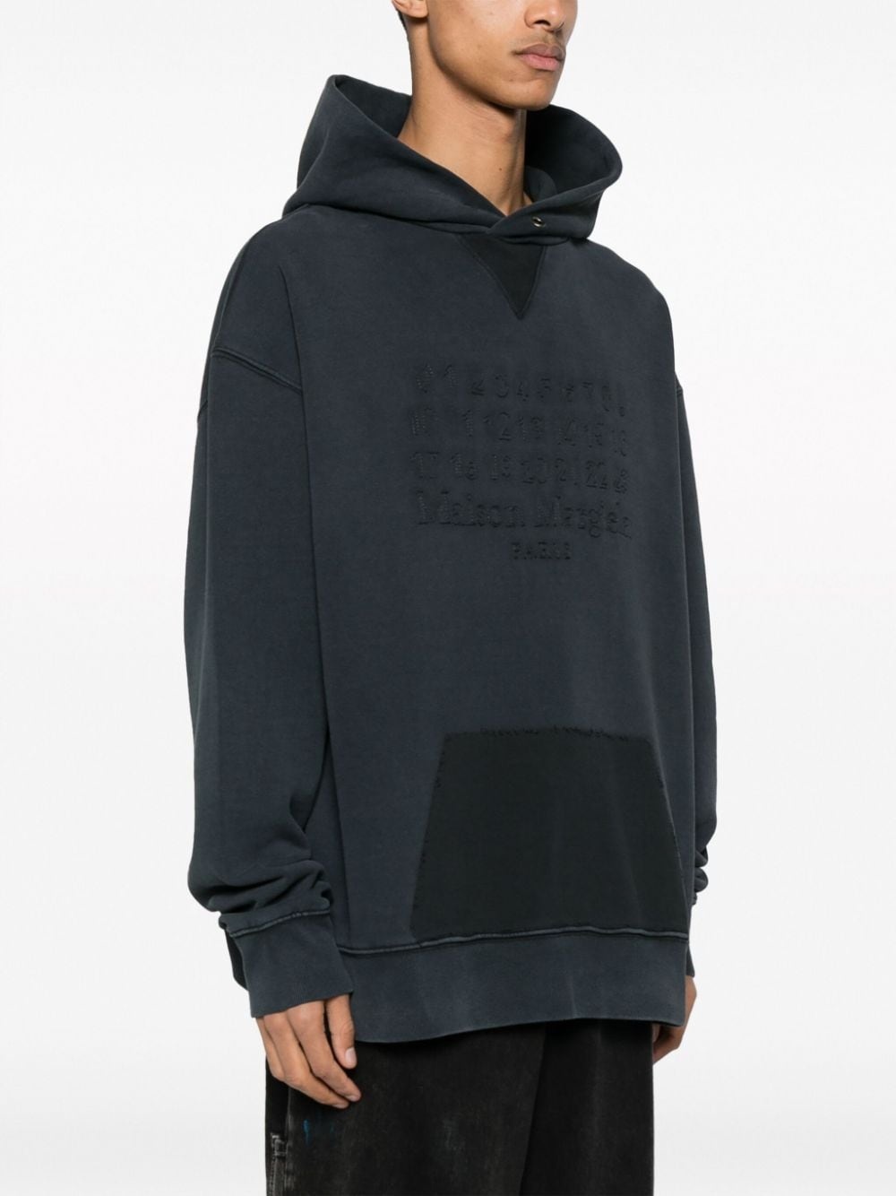 numbers-motif cotton hoodie - 4