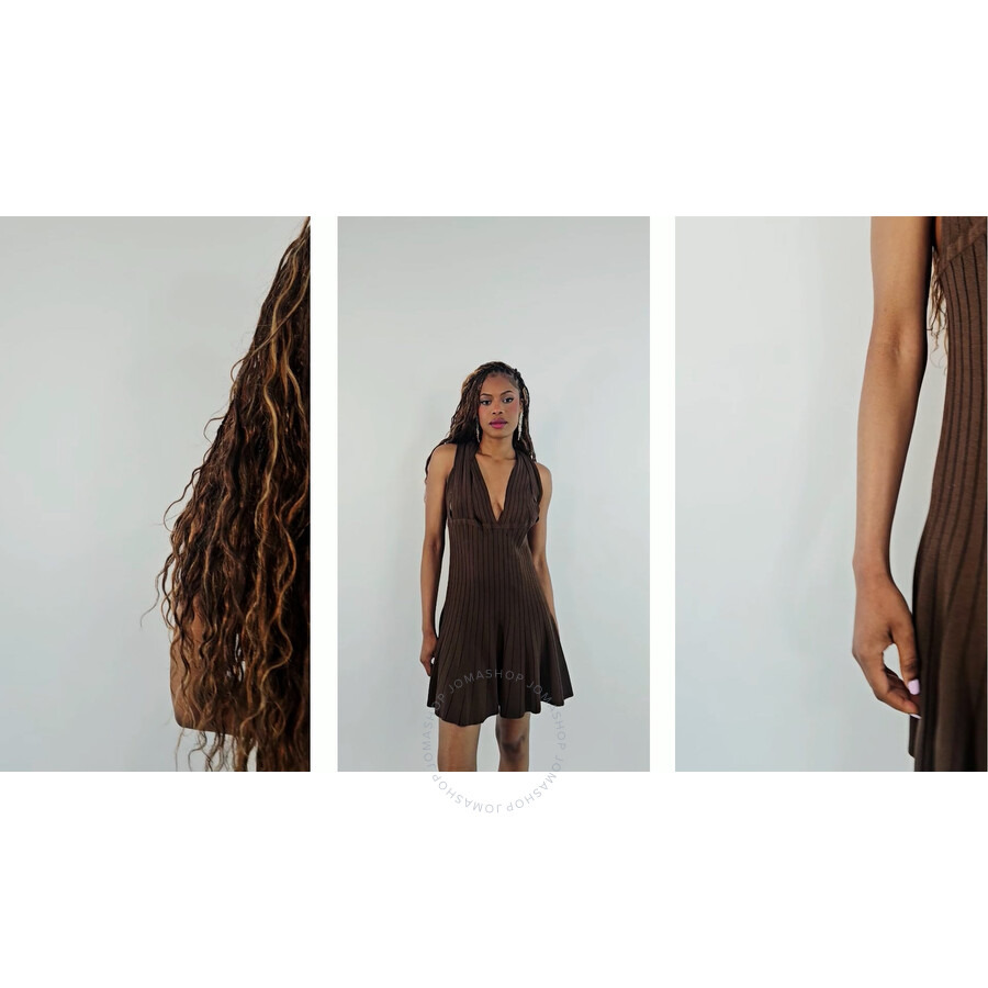 Y / Project Ladies Brown Braided Neck Knit Dress - 8