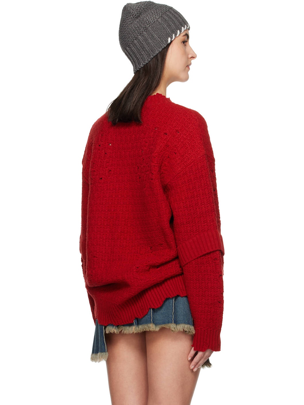 Red Roghen Wool Long Cardigan - 3