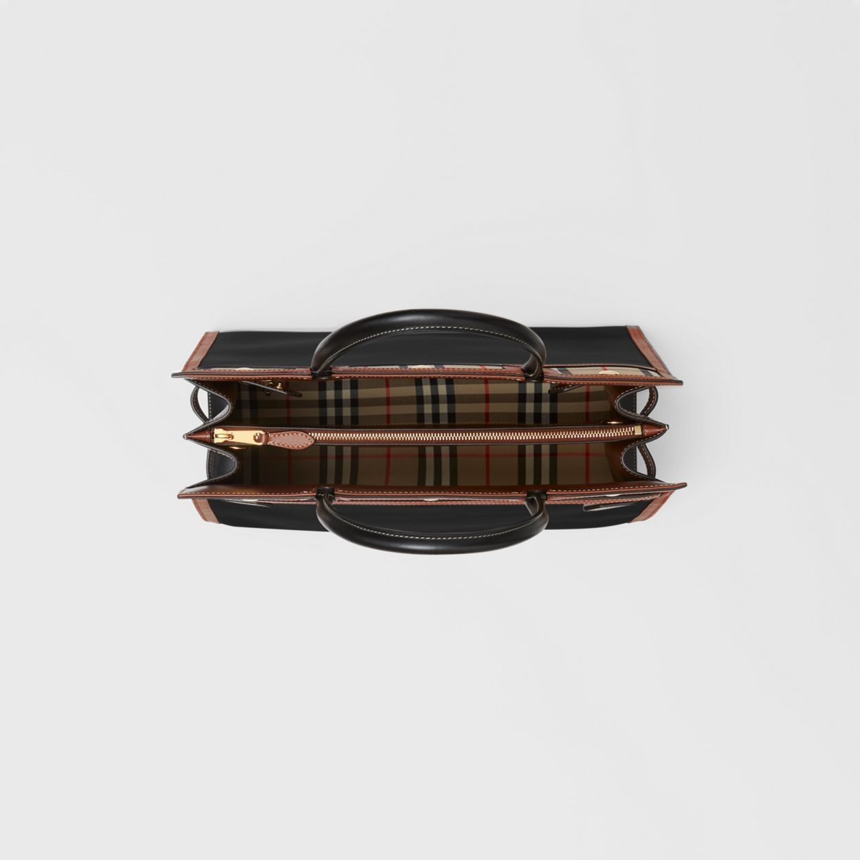Small Leather and Vintage Check Two-handle Title Bag - 5
