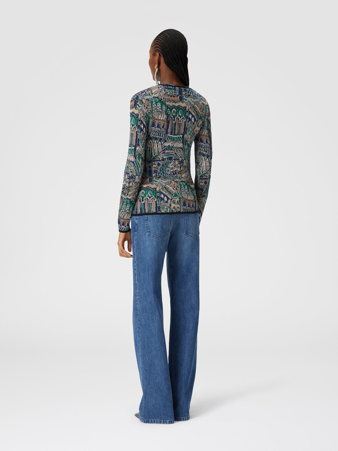 Viscose and wool lamé cardigan with Venezia motif - 3