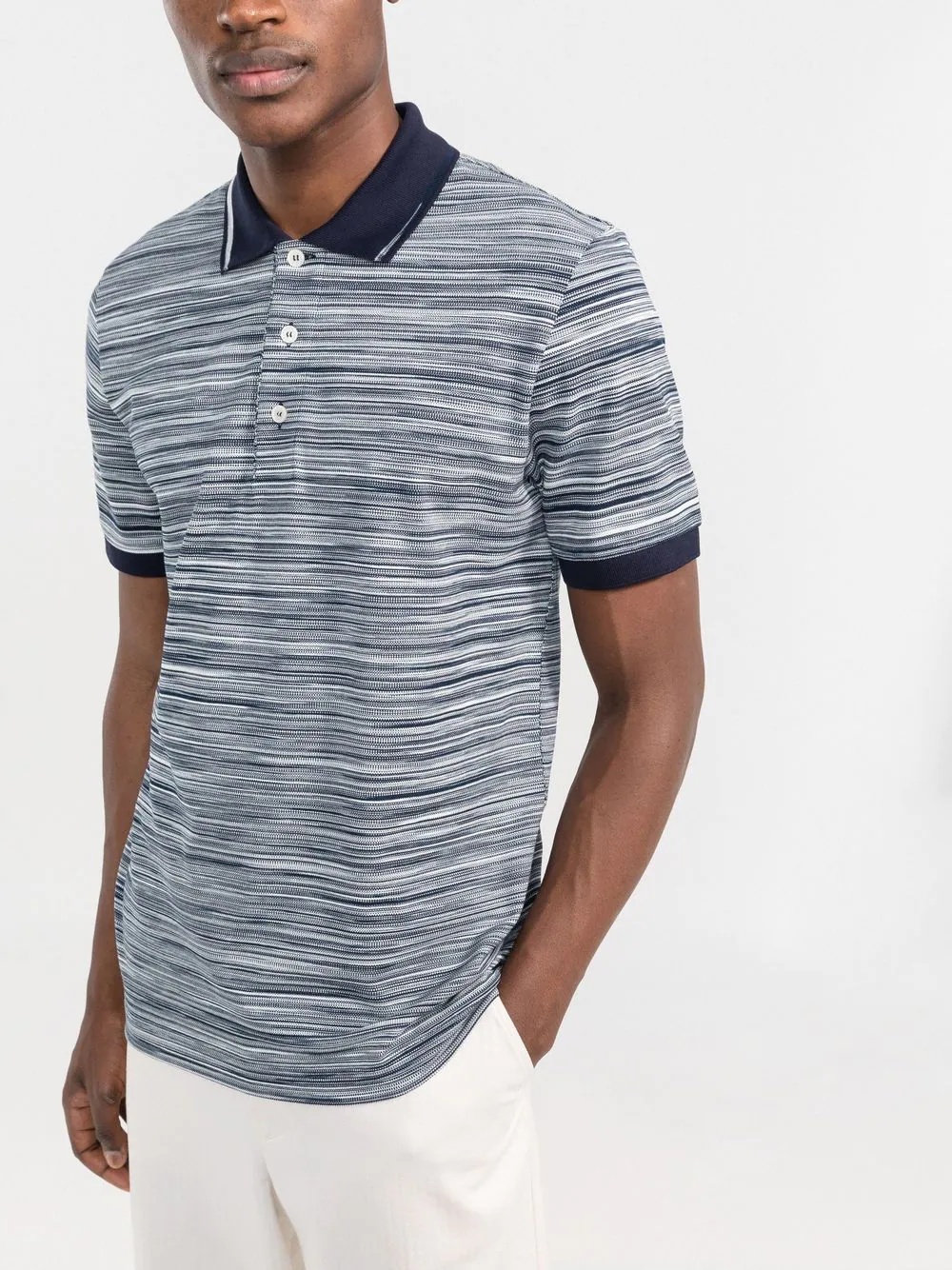 horizontal-stripe knitted polo shirt - 3