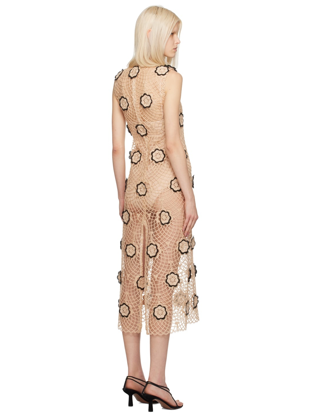 Beige & Black Zelle Midi Dress - 3