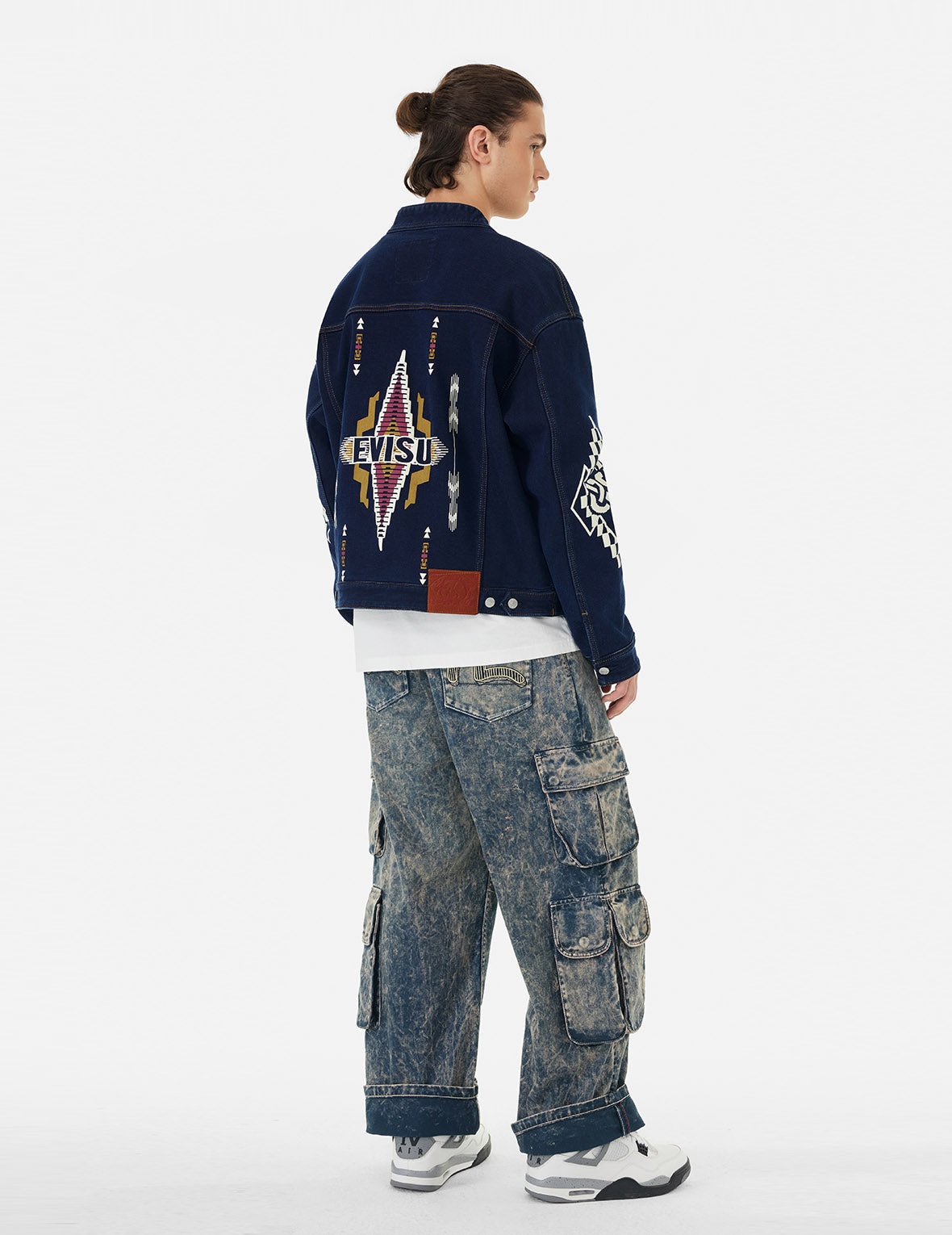 Chimayo Tapestry and Seagull Print Reversible Boxy Denim Jacket - 17