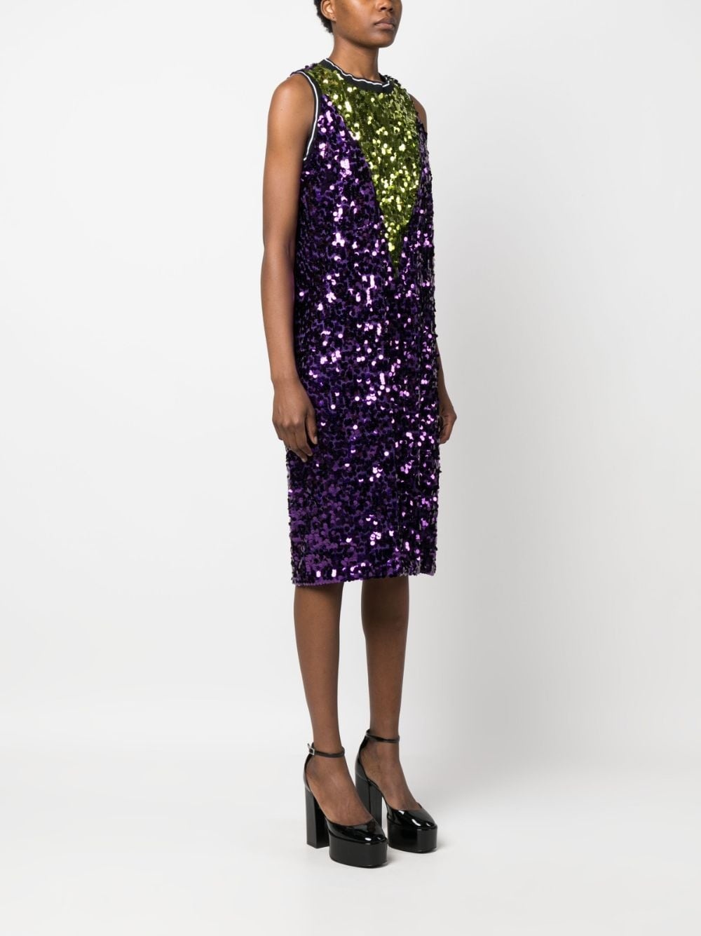 colour-block sequin midi dress - 3