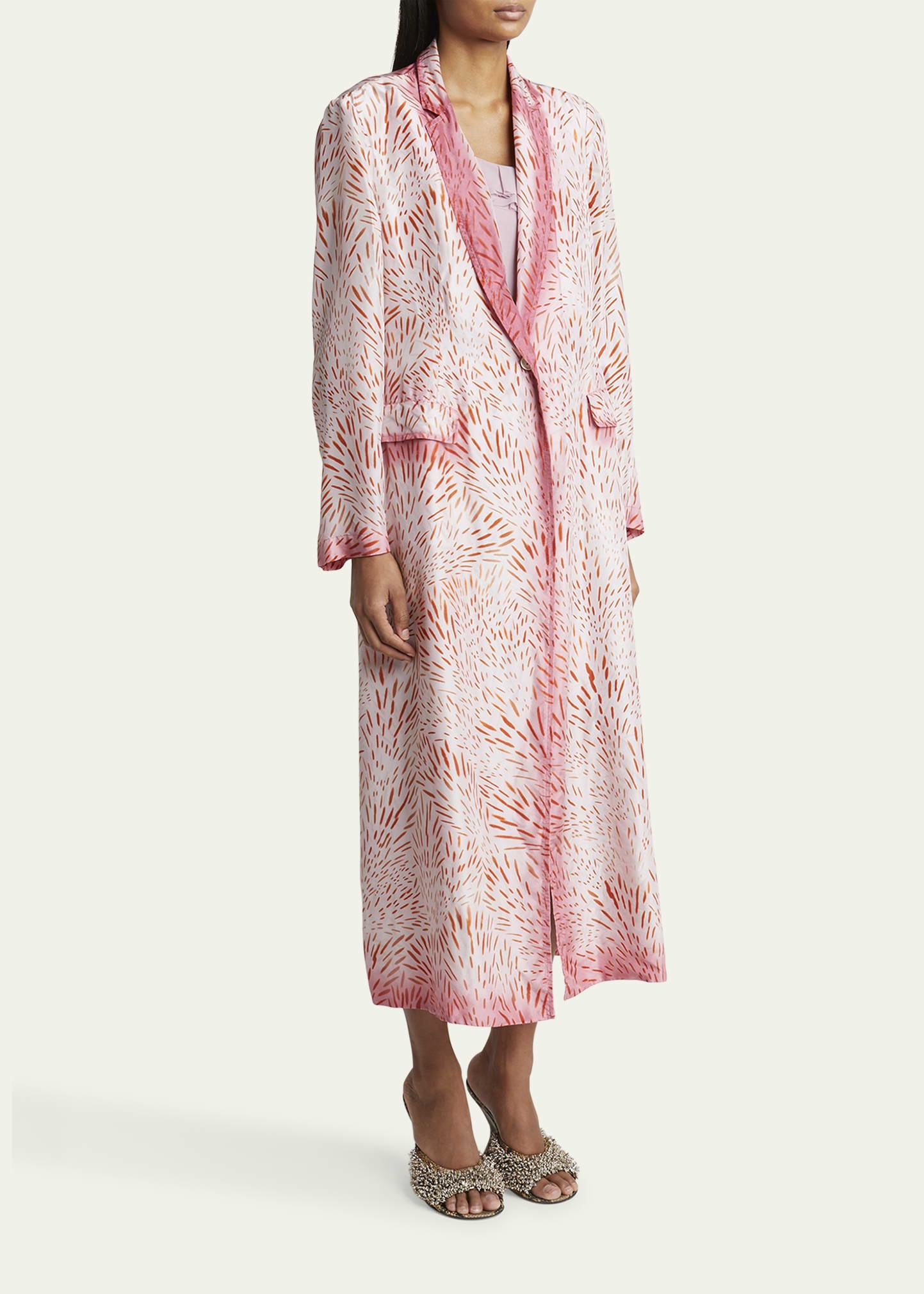 Bongo Single-Breasted Long Silk Jacket - 4