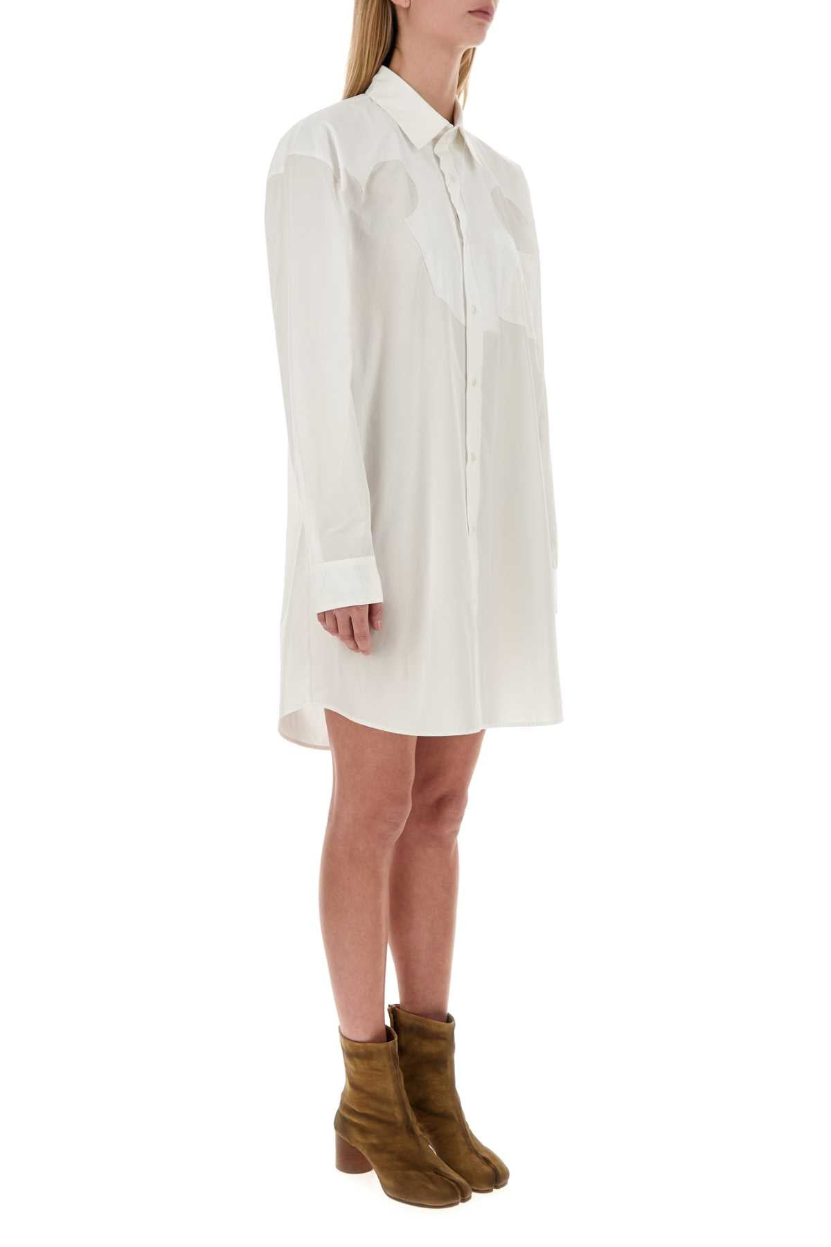 Maison Margiela Women White Poplin Shirt Mini Dress - 3