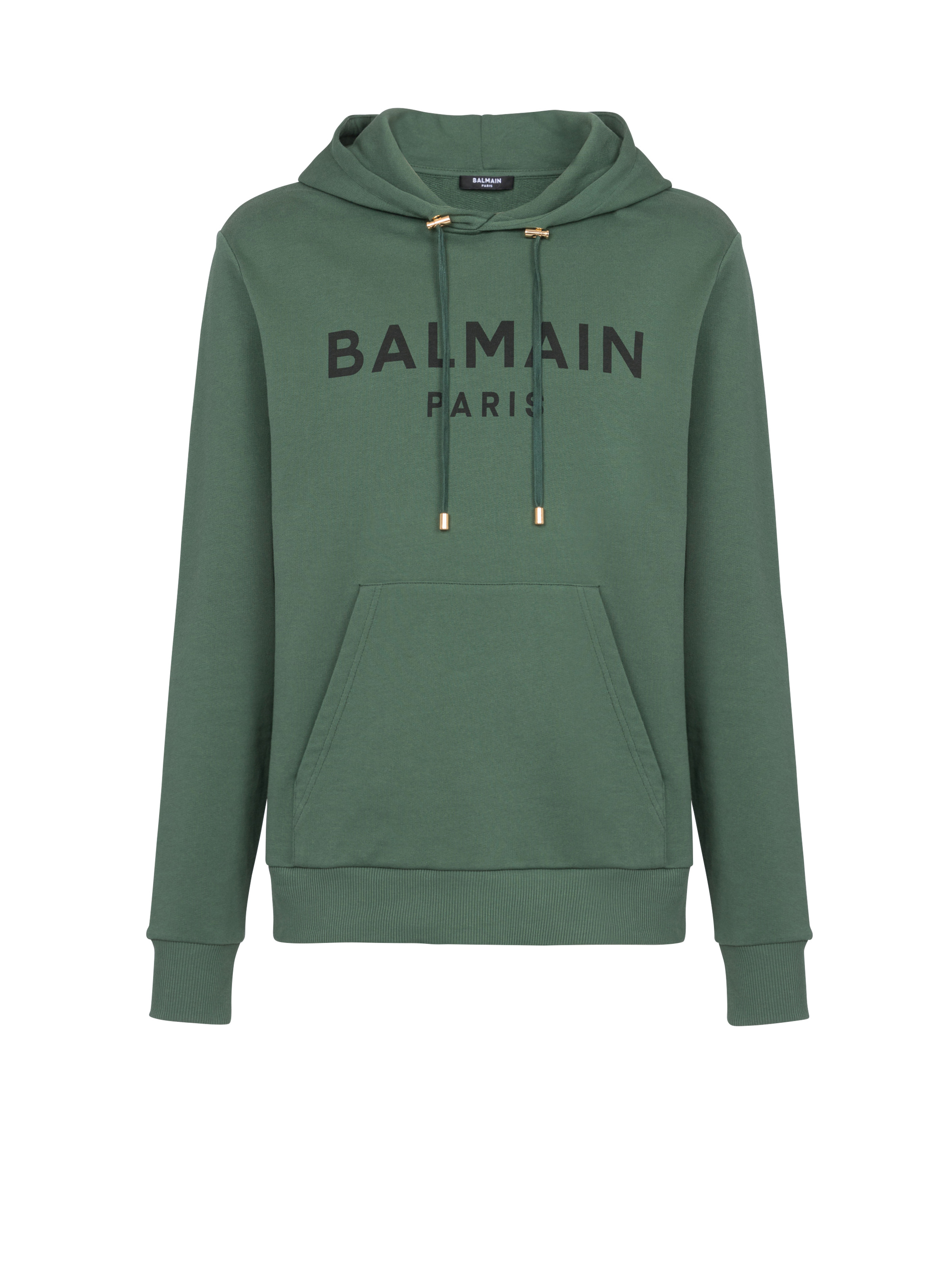 Hooded cotton sweatshirt with Balmain Paris logo print - 1