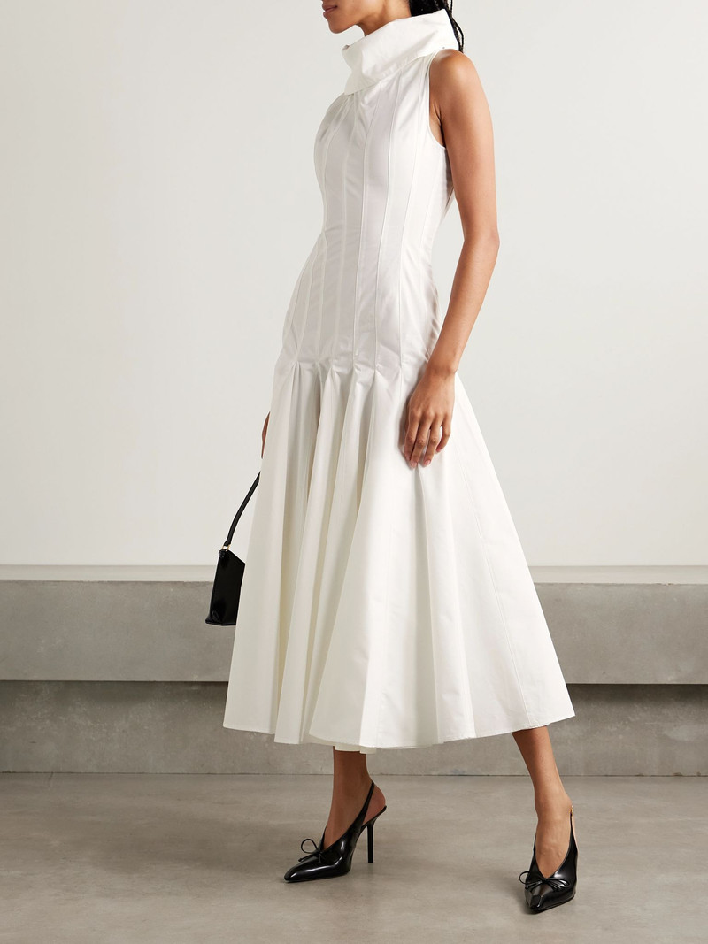JACQUEMUS Triana paneled pleated cotton-poplin midi dress White outlook