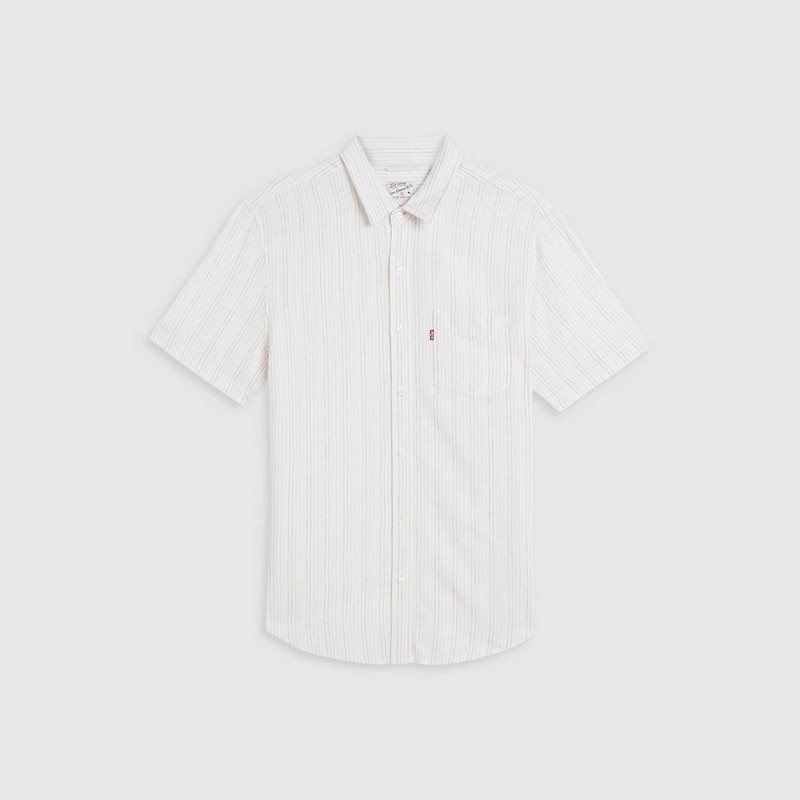 SHORT SLEEVE SUNSET COTTON LINEN ONE POCKET SHIRT 1