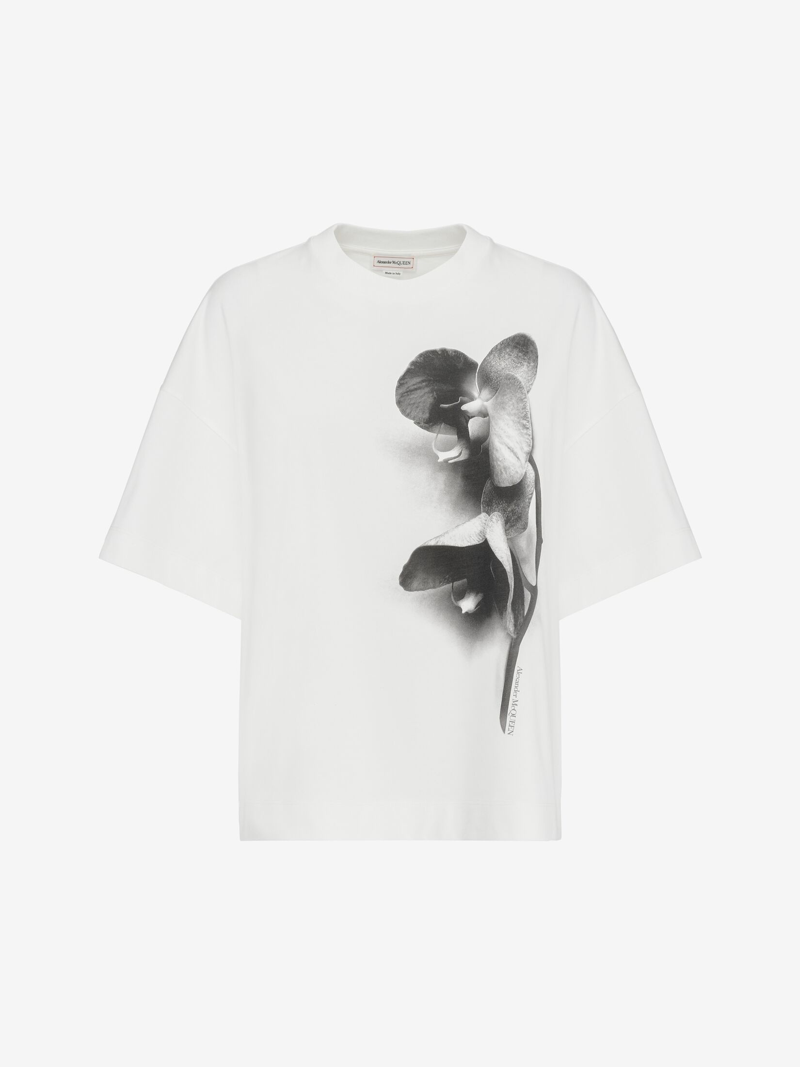 Women's Photographic Orchid Oversized T-shirt in White - 1