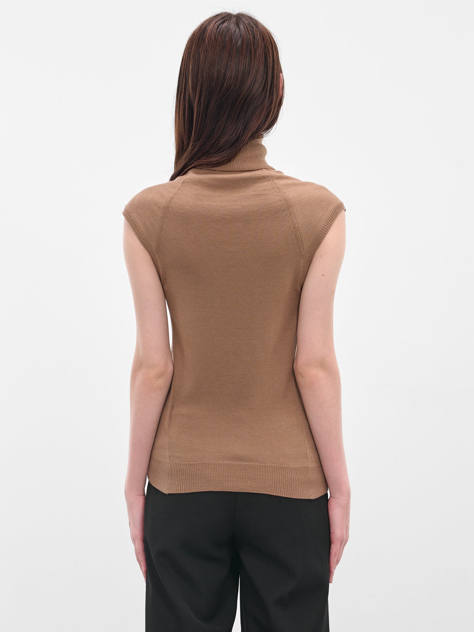 Brown Wool Knit Turtleneck Top - 3