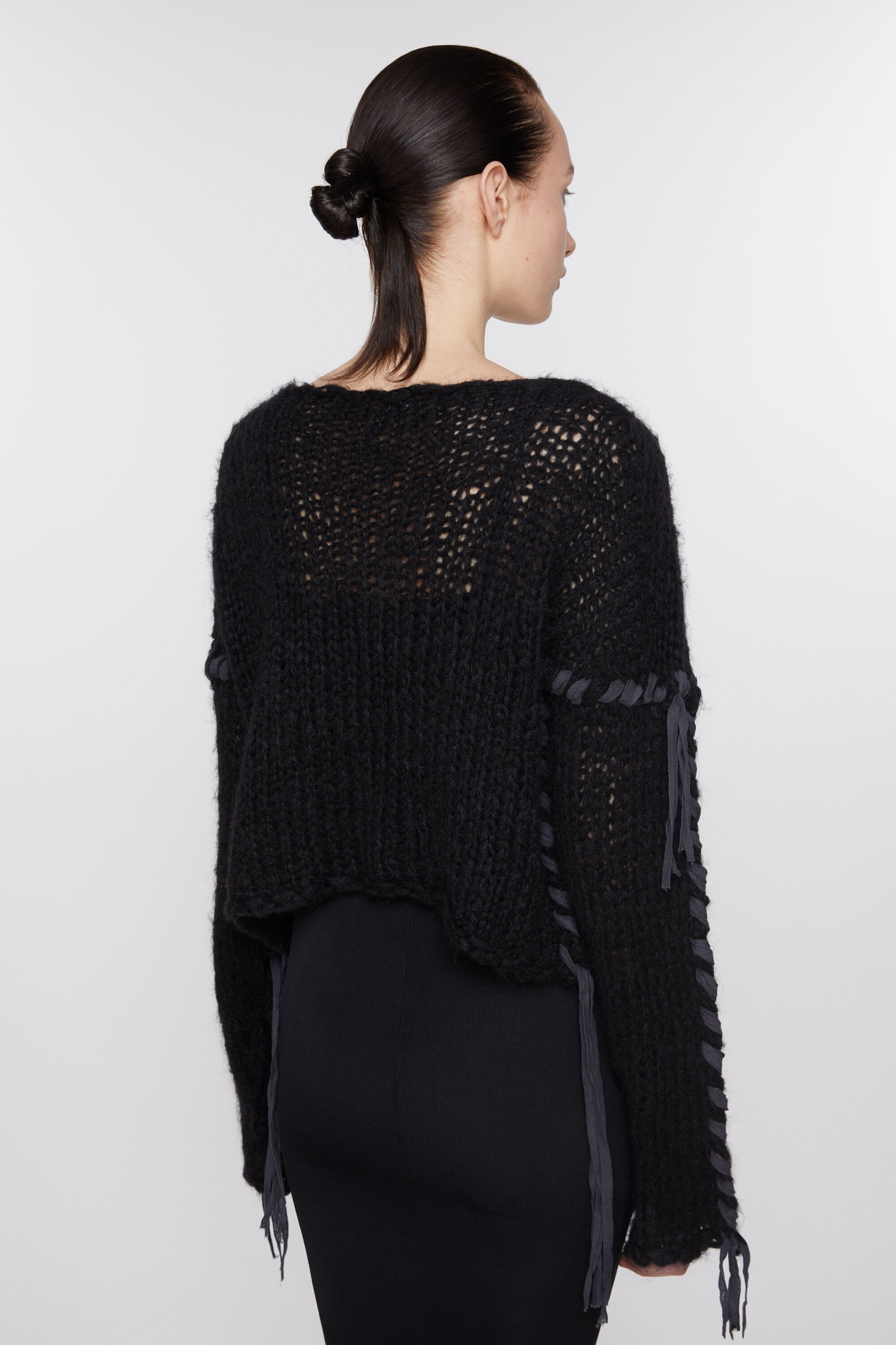Lacing knit jumper - Black - 3