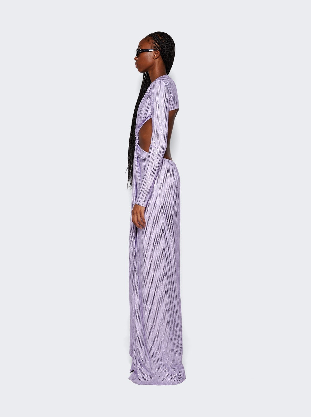 Crystal Embellished Front Knot Gown Lilac - 4