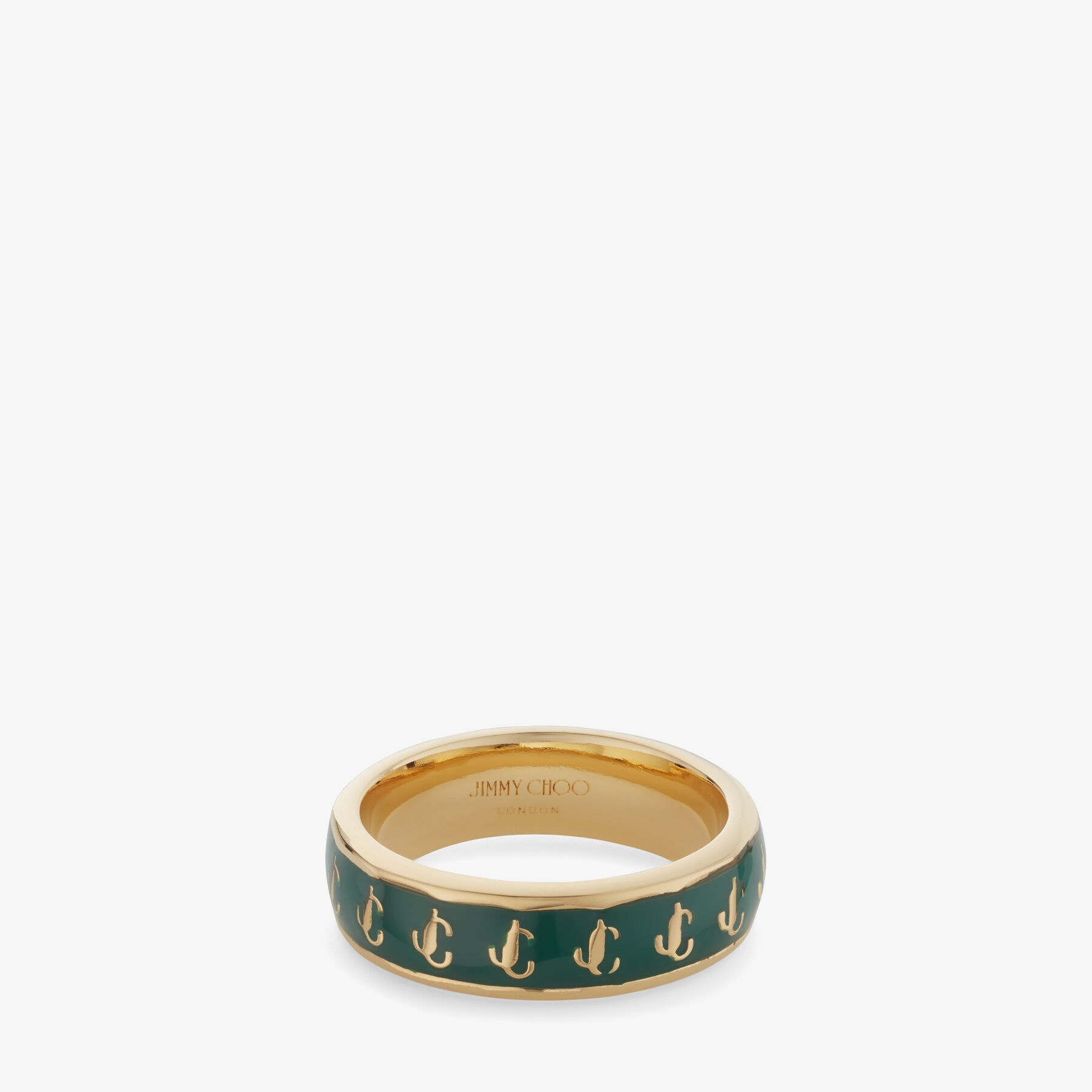 JC Enamel Ring
Gold-Finish Metal and Emerald Enamel JC Ring - 1