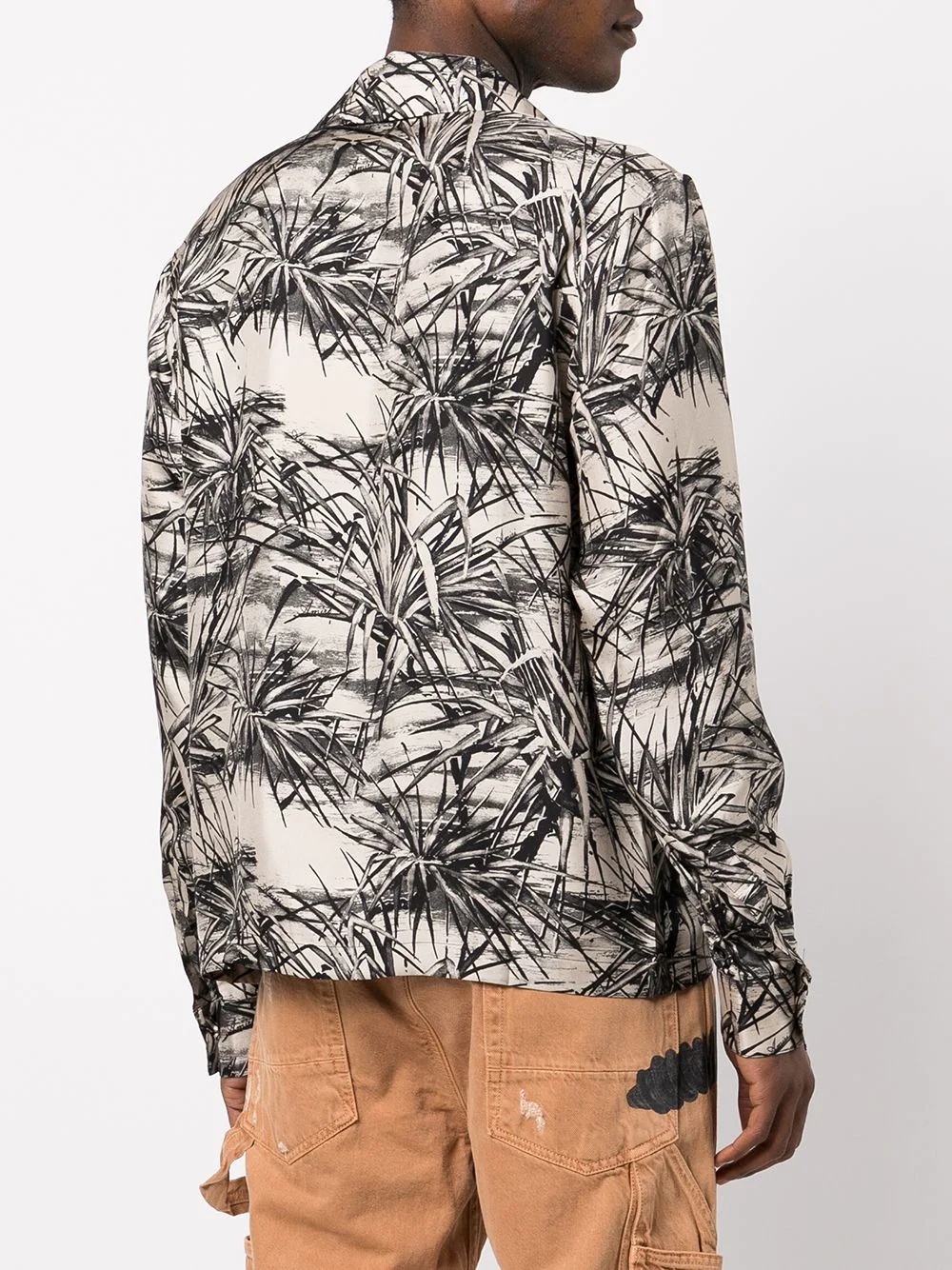 foliage-print silk shirt - 4