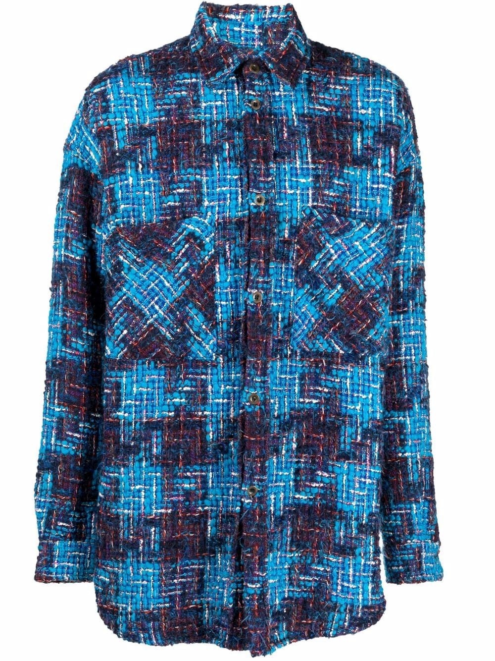 houndstooth-pattern bouclé shirt - 1