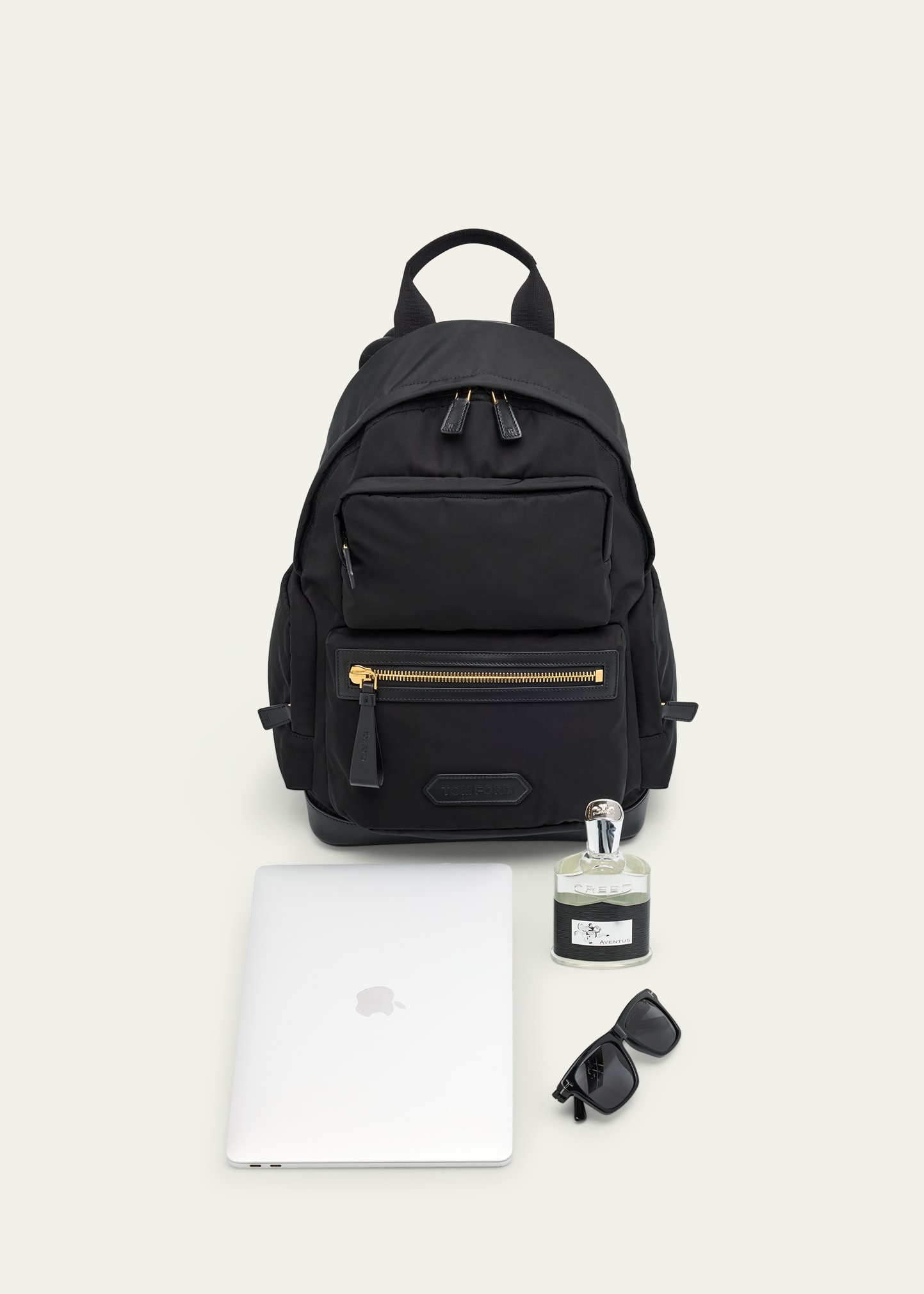 Men's Leather-Trim Recycled Nylon Backpack - 5