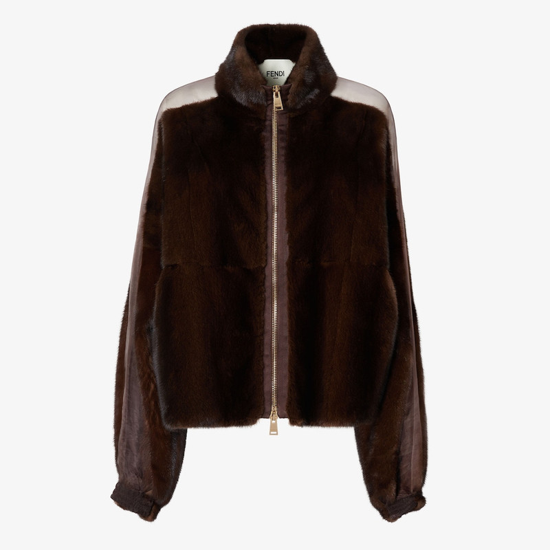 Jacket Brown mink and organza jacket 1