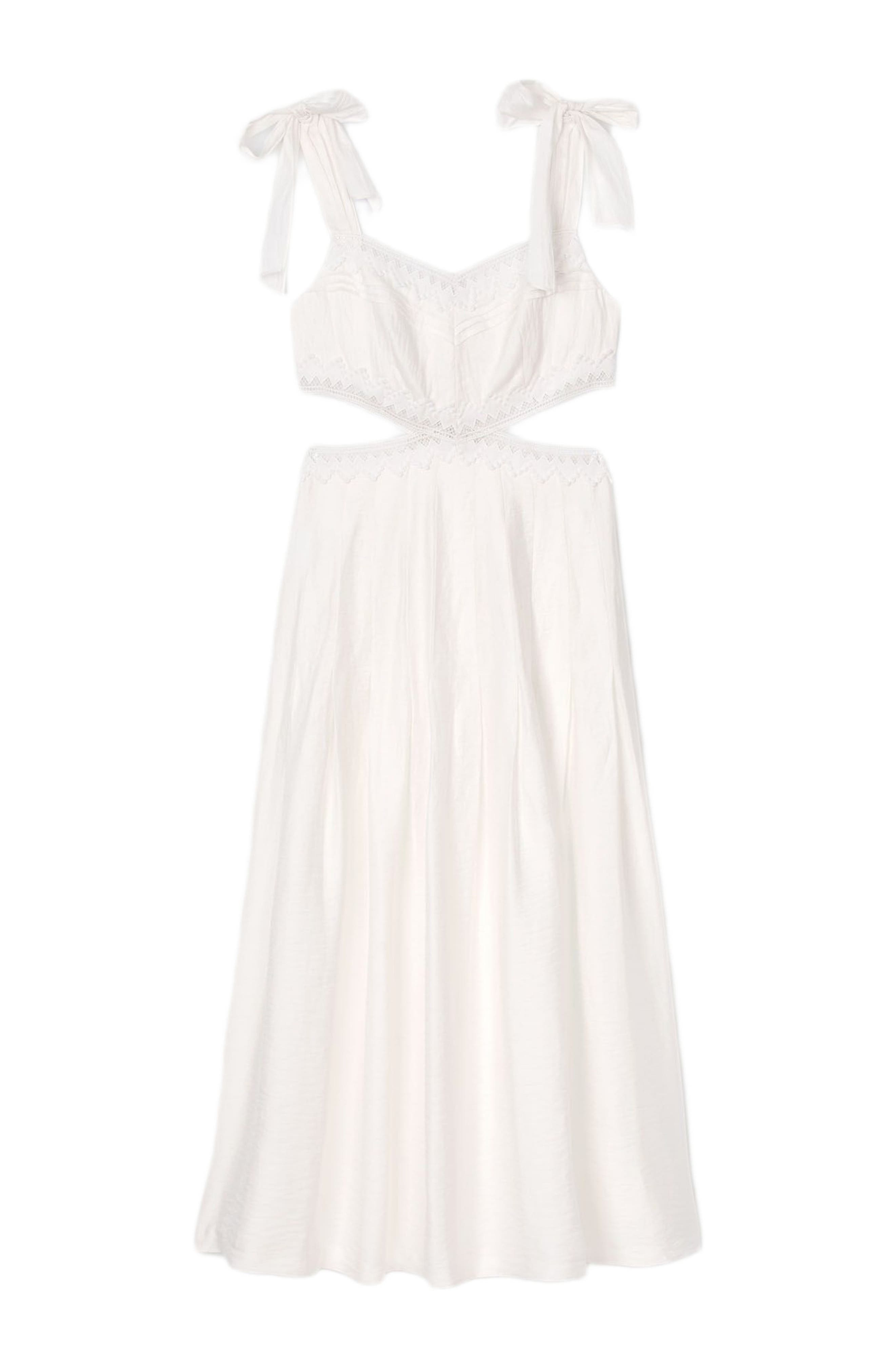 SANDRO Lace trim maxi dress in White at Nordstrom - 6