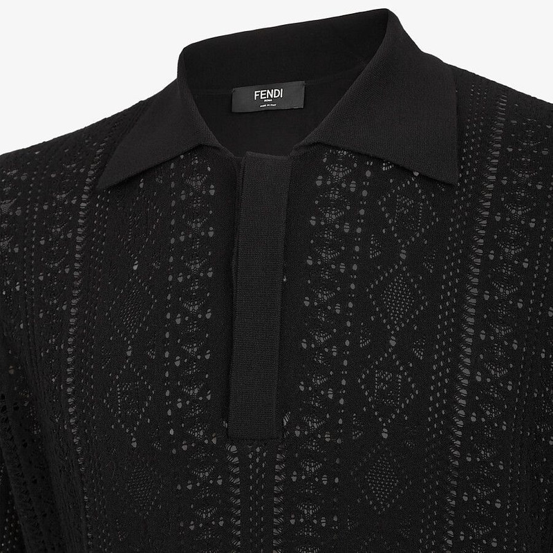 Black viscose polo shirt 3