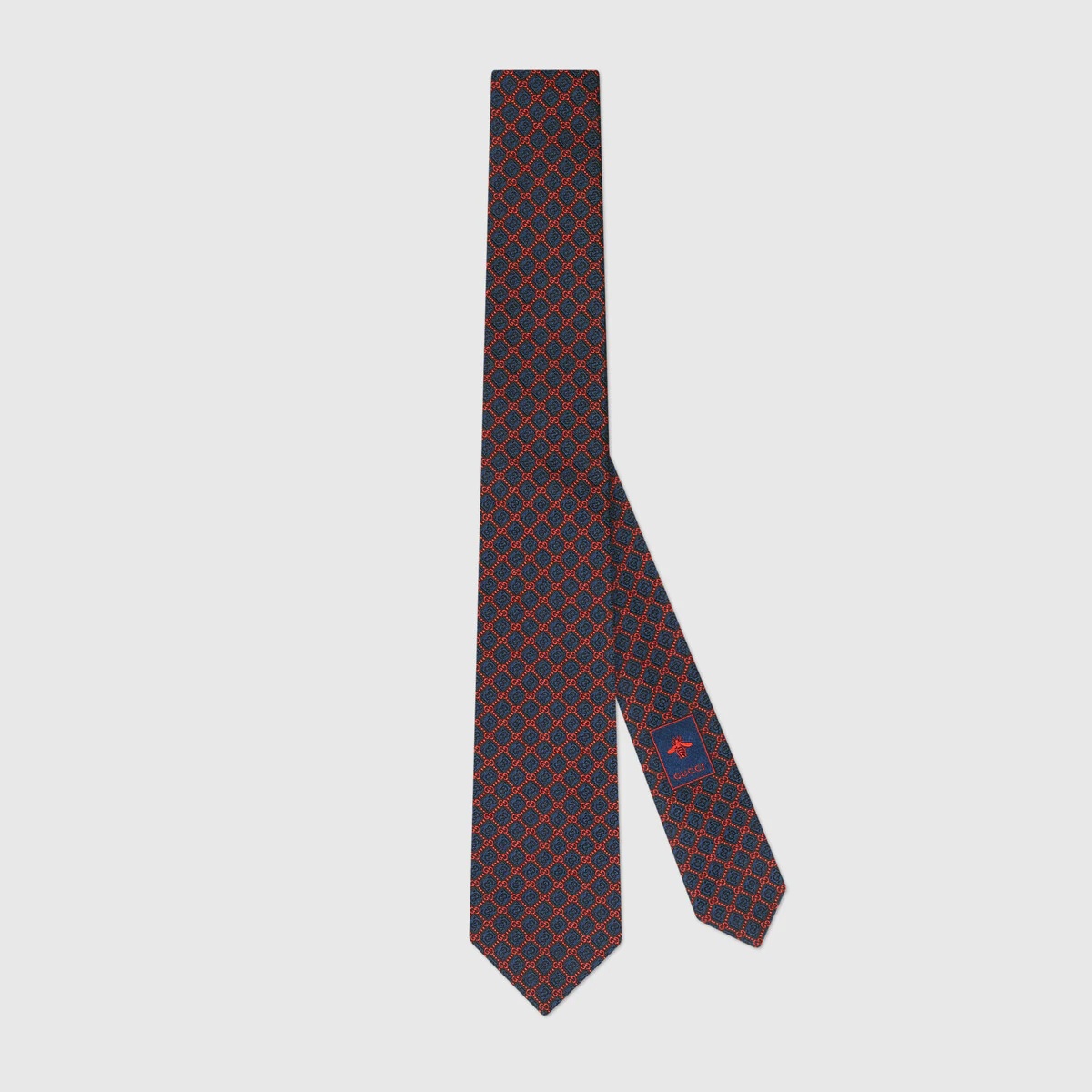 GG and rhombus motif silk tie - 1