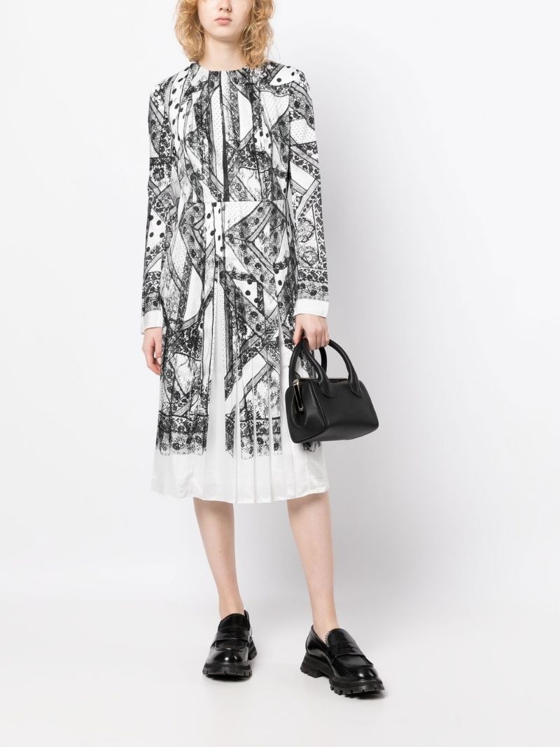 Franca lace-print pleated midi dress - 2