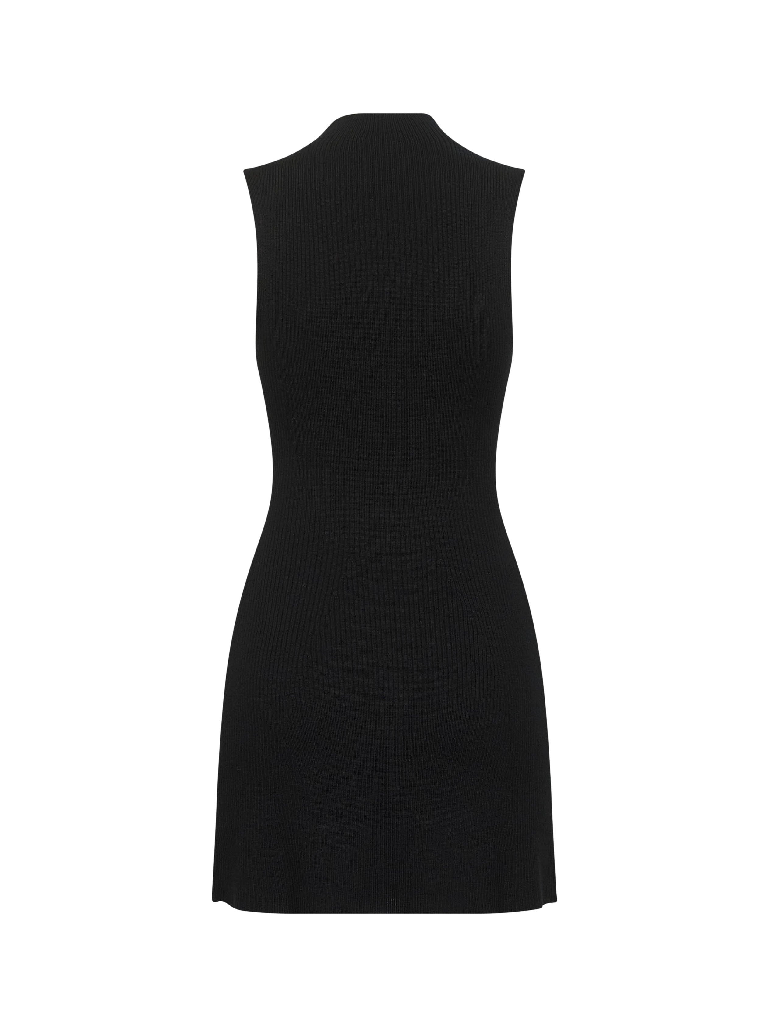 Black ribbed wool M-Oloni-Short minidress - 2