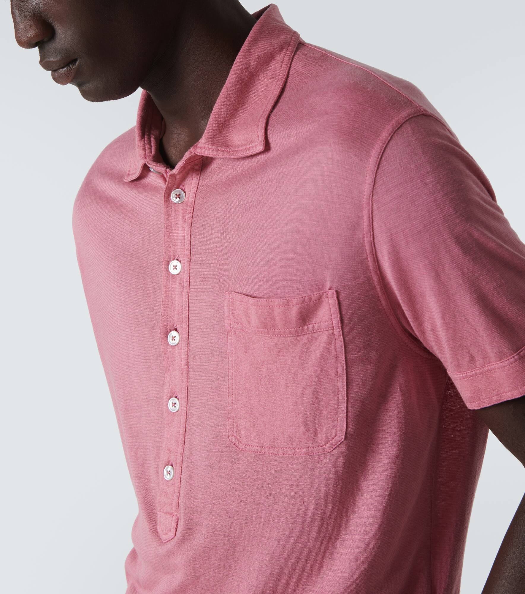 Silk and linen polo shirt - 5