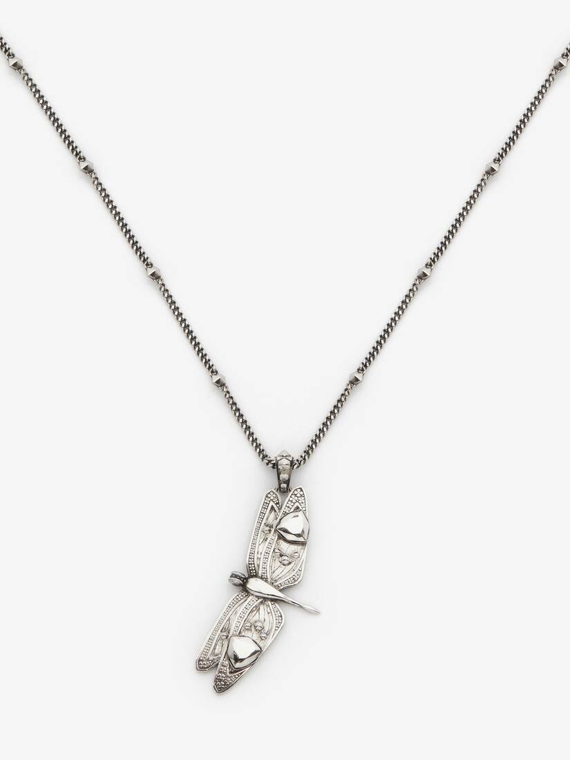 Men's Dragonfly Necklace in Antique Silver - 3